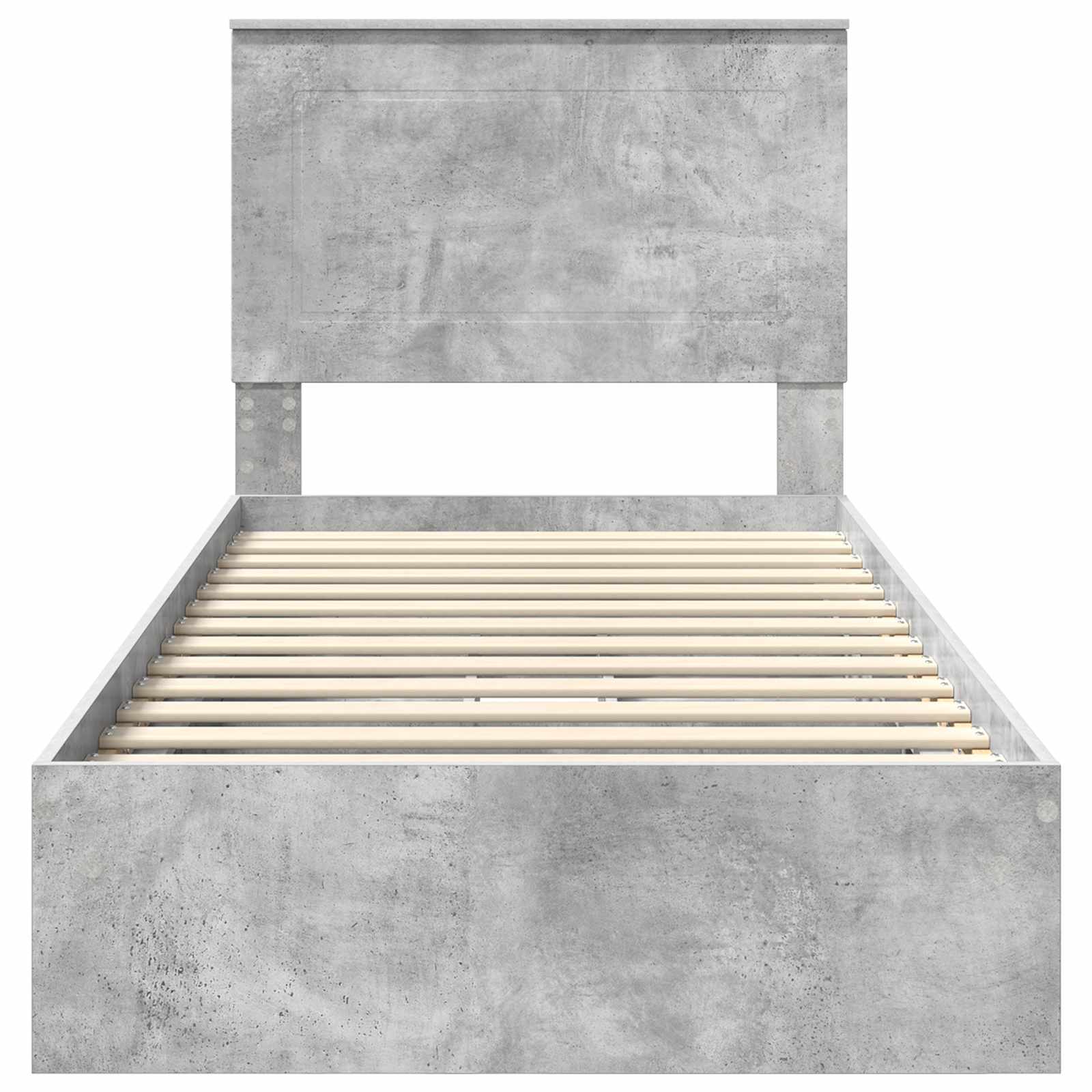 Cama con almacenamiento con cabecera Gris Concreto 90 x 200 cm