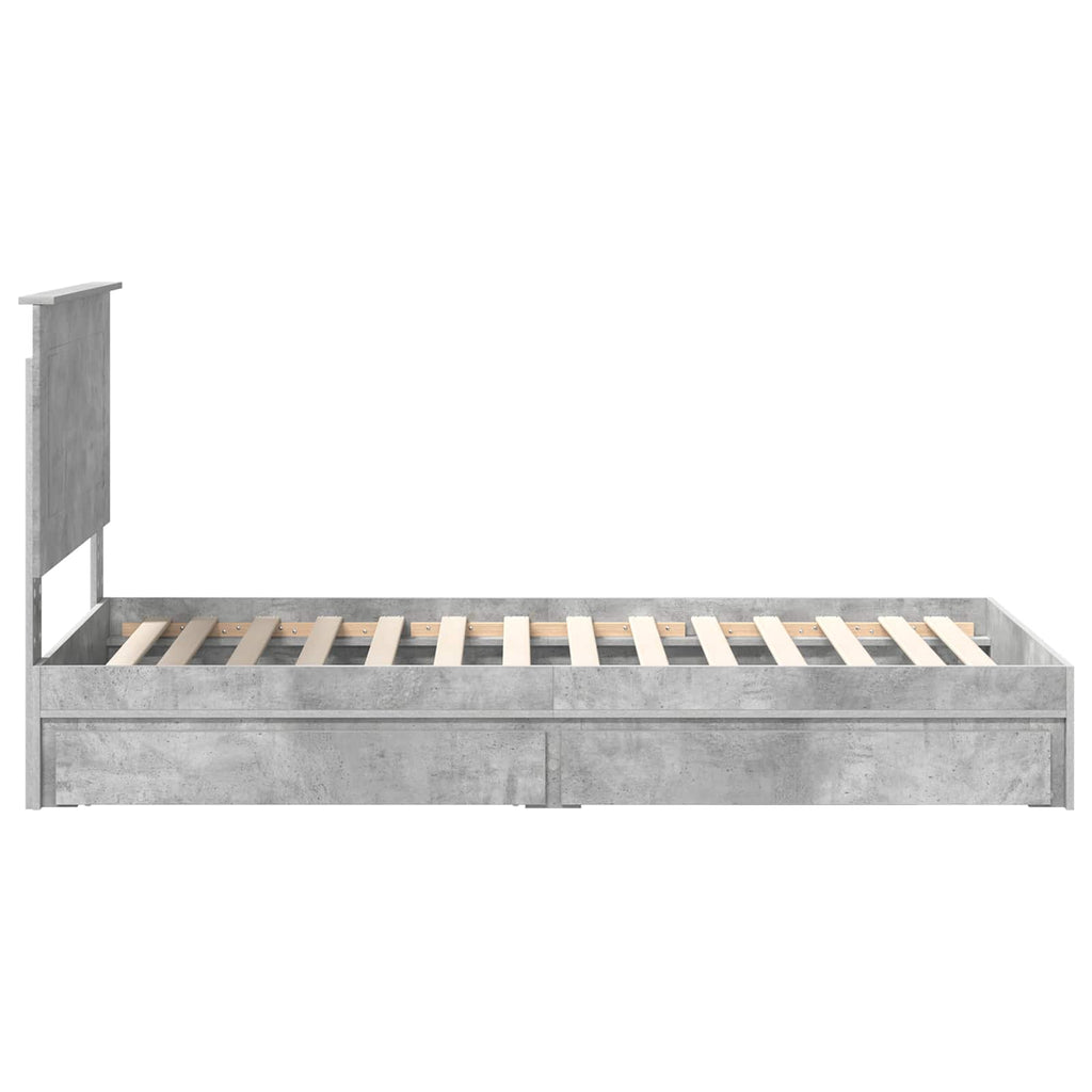 Cama con almacenamiento con cabecera Gris Concreto 90 x 200 cm