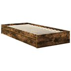 Cama con almacenamiento con cabecera Roble ahumado 90 x 200 cm