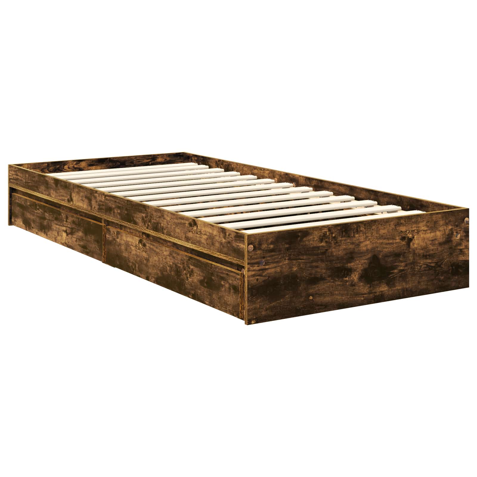 Cama con almacenamiento con cabecera Roble ahumado 90 x 200 cm