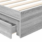 Cama con almacenamiento con cabecera Gris Sonoma 90 x 200 cm
