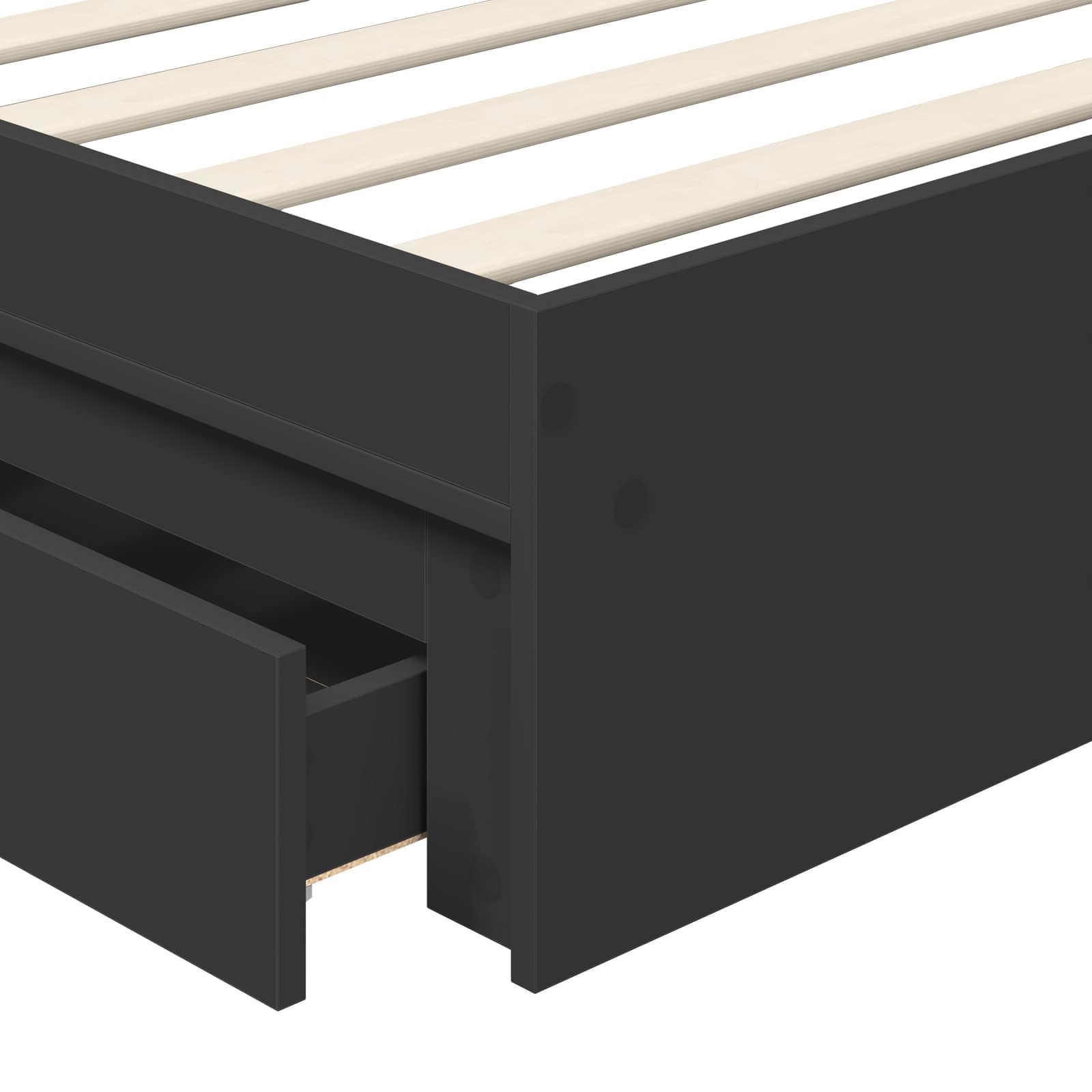 Cama con almacenamiento Negro 75 x 190 cm Madera de ingeniería