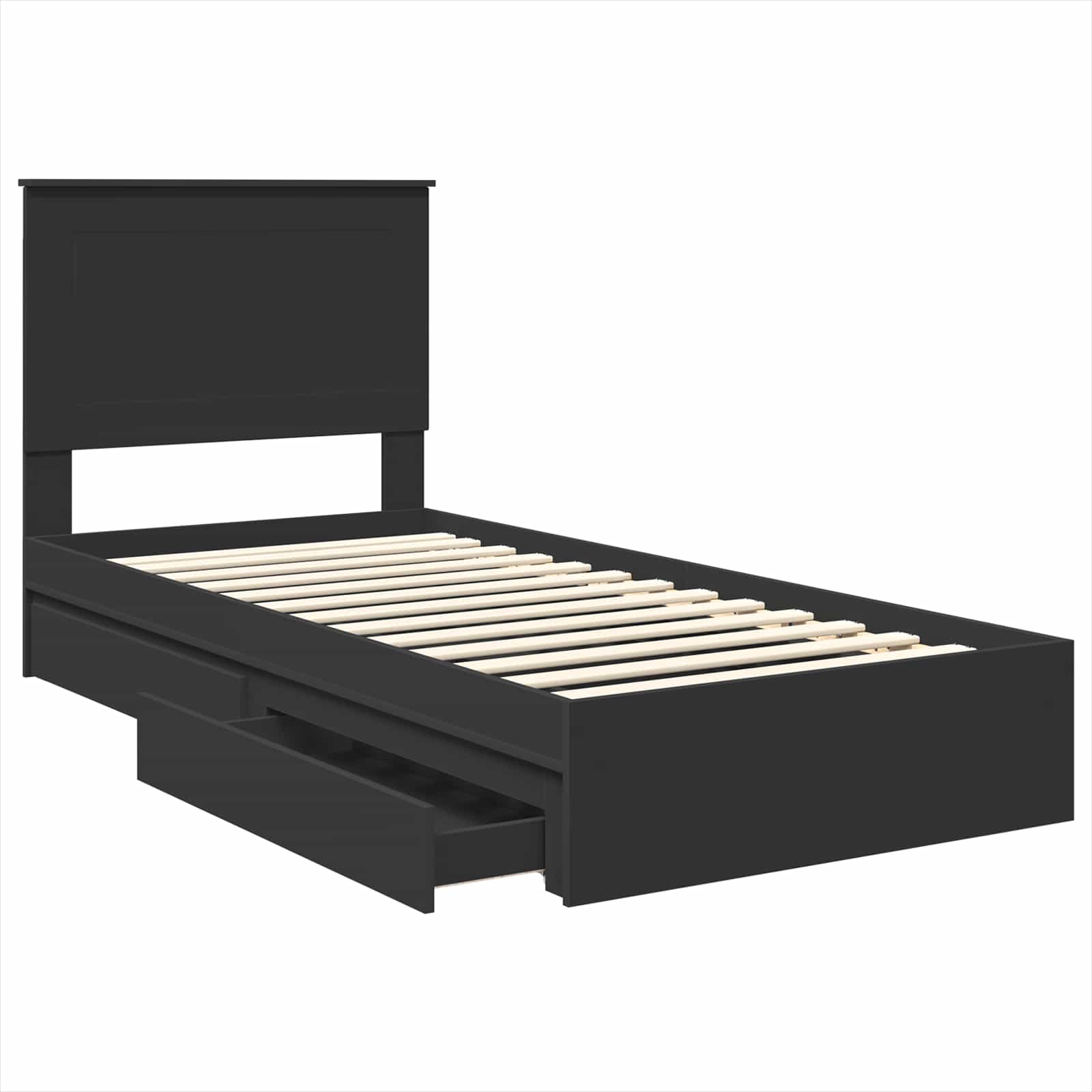 Cama con almacenamiento Negro 75 x 190 cm Madera de ingeniería