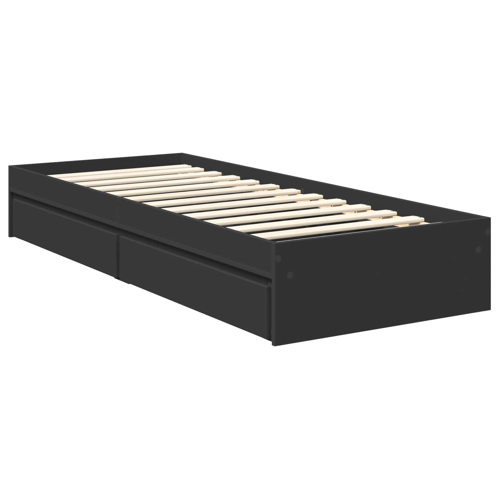 Cama con almacenamiento Negro 75 x 190 cm Madera de ingeniería