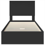 Cama con almacenamiento Negro 75 x 190 cm Madera de ingeniería
