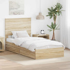 Cama con almacenamiento con cabecera Roble Sonoma 75 x 190 cm