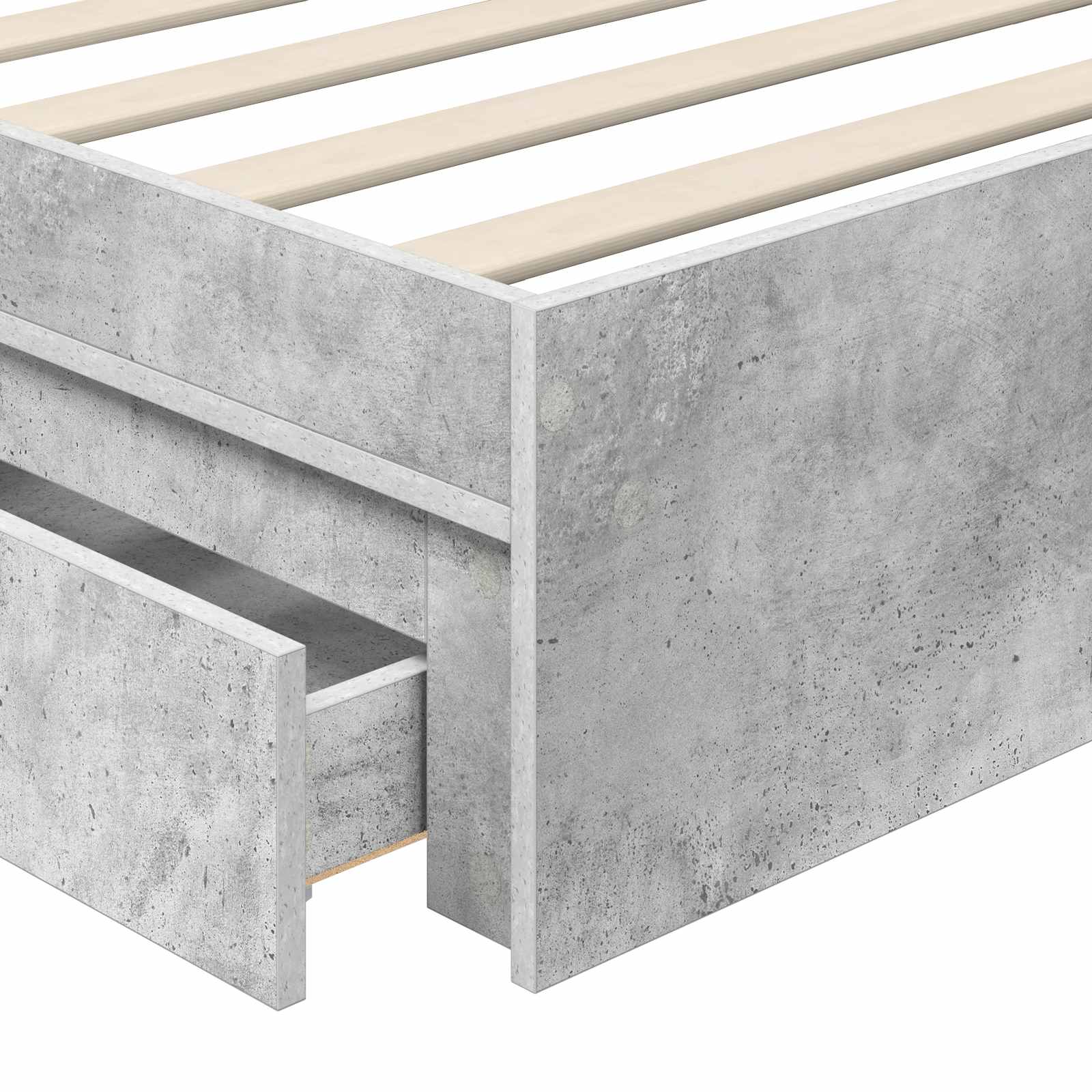 Cama con almacenamiento con cabecera Gris Concreto 75 x 190 cm