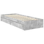 Cama con almacenamiento con cabecera Gris Concreto 75 x 190 cm