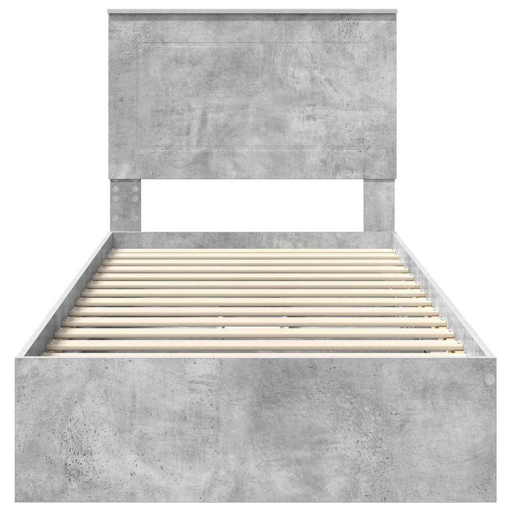 Cama con almacenamiento con cabecera Gris Concreto 75 x 190 cm