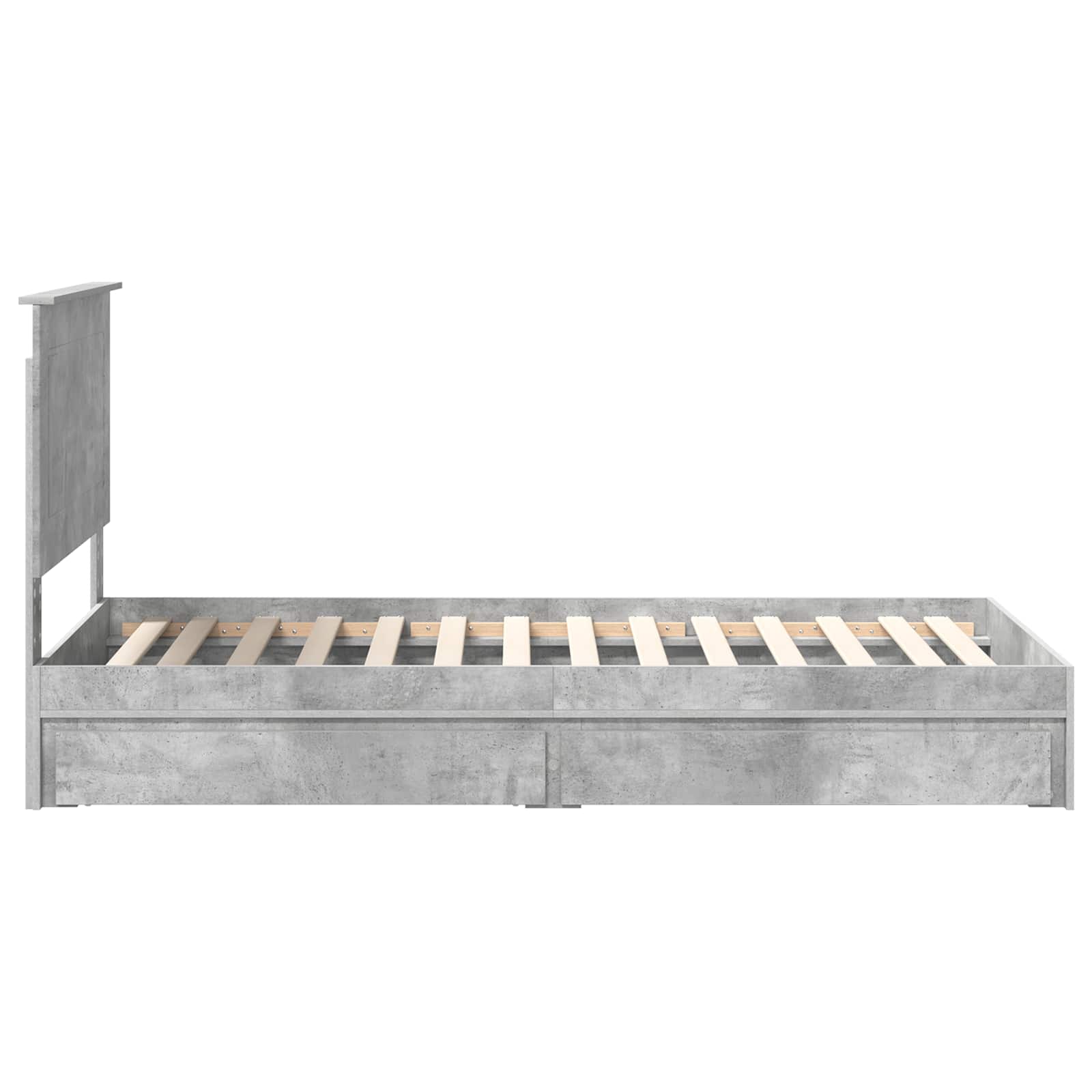 Cama con almacenamiento con cabecera Gris Concreto 75 x 190 cm