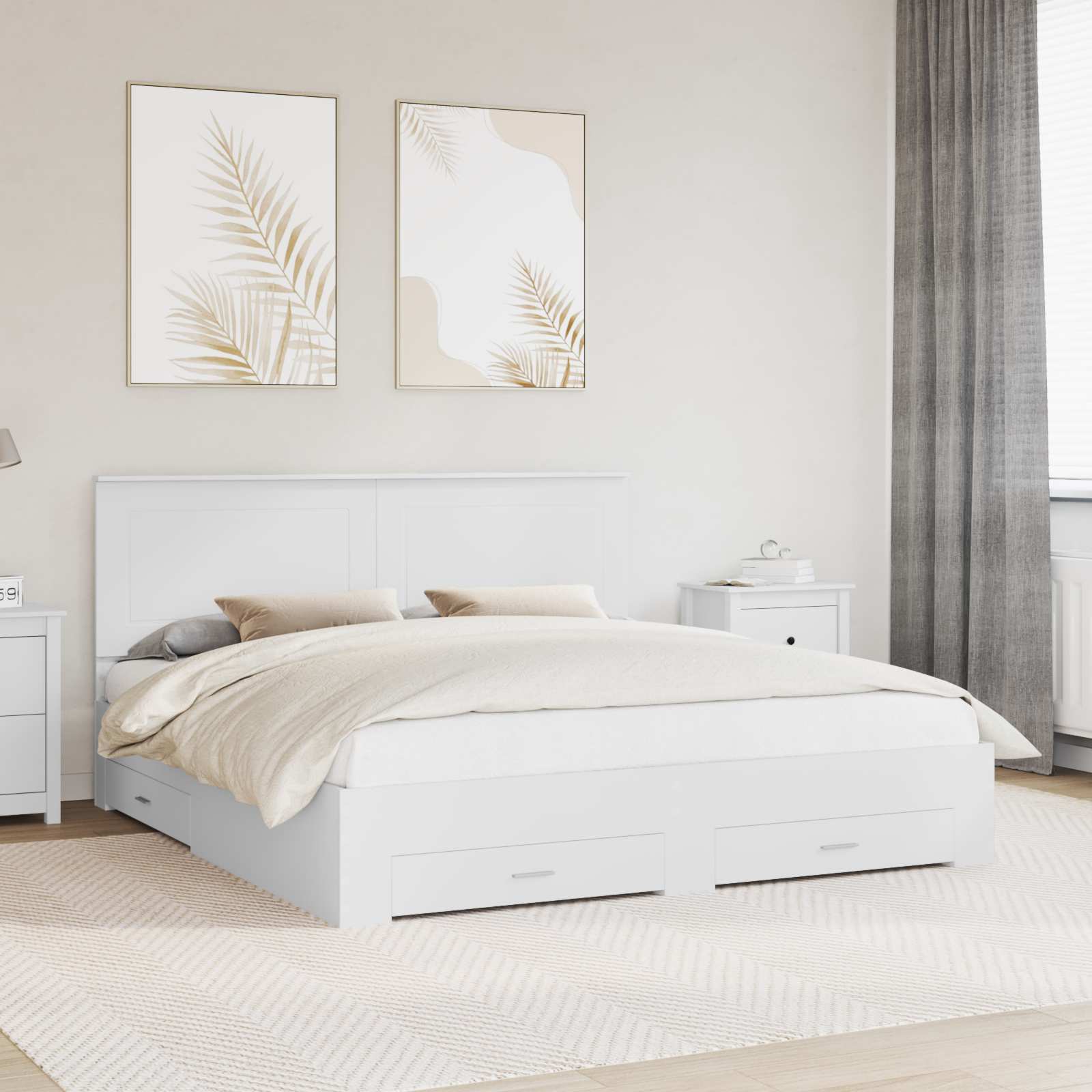 Estrutura de Cama com Cabeceira Cinzento Betão 100 x 200 cm