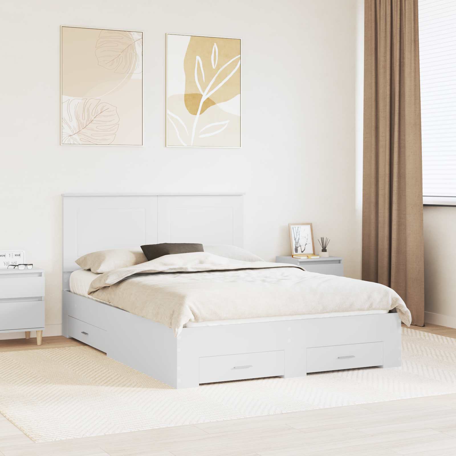 Estrutura de Cama com Cabeceira Cinzento Betão 100 x 200 cm