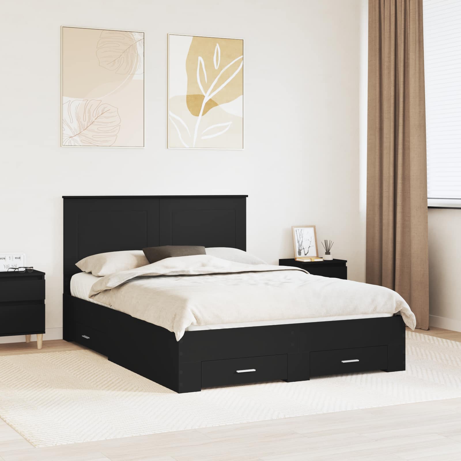 Estrutura de Cama com Cabeceira Cinzento Betão 100 x 200 cm