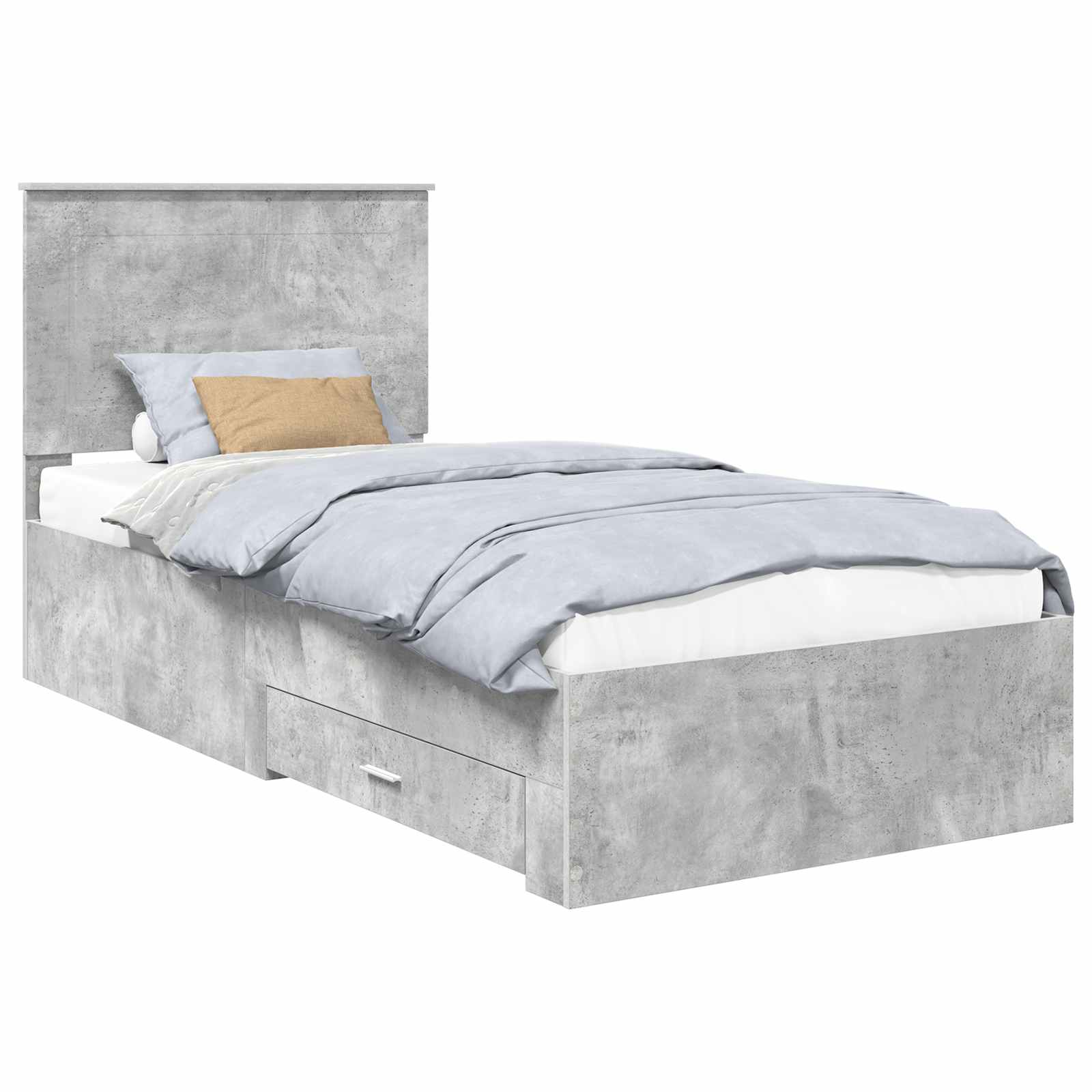Estructura de cama con cabecera Gris Concreto 100 x 200 cm