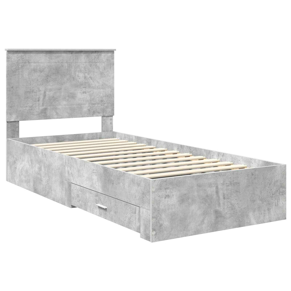 Estructura de cama con cabecera Gris Concreto 100 x 200 cm