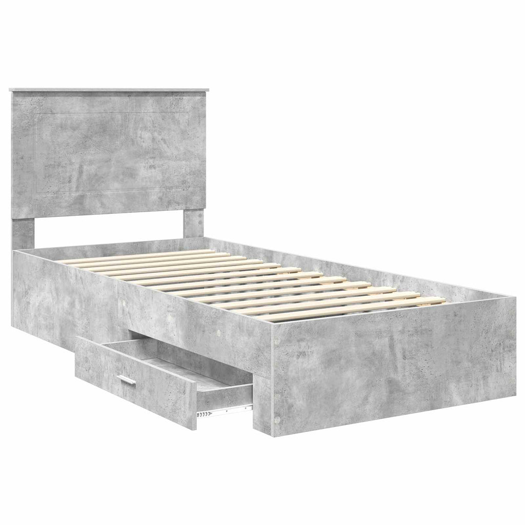 Estructura de cama con cabecera Gris Concreto 100 x 200 cm