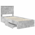 Estructura de cama con cabecera Gris Concreto 100 x 200 cm