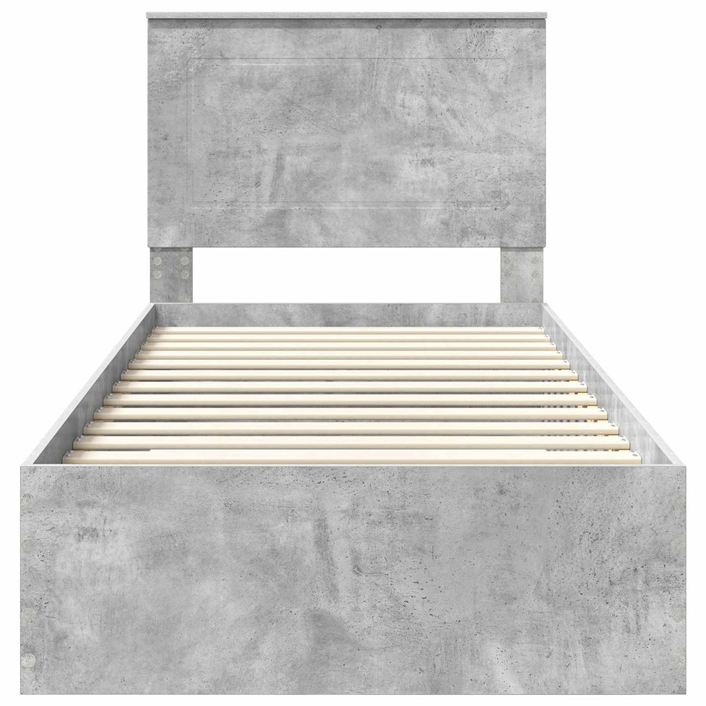 Estructura de cama con cabecera Gris Concreto 100 x 200 cm