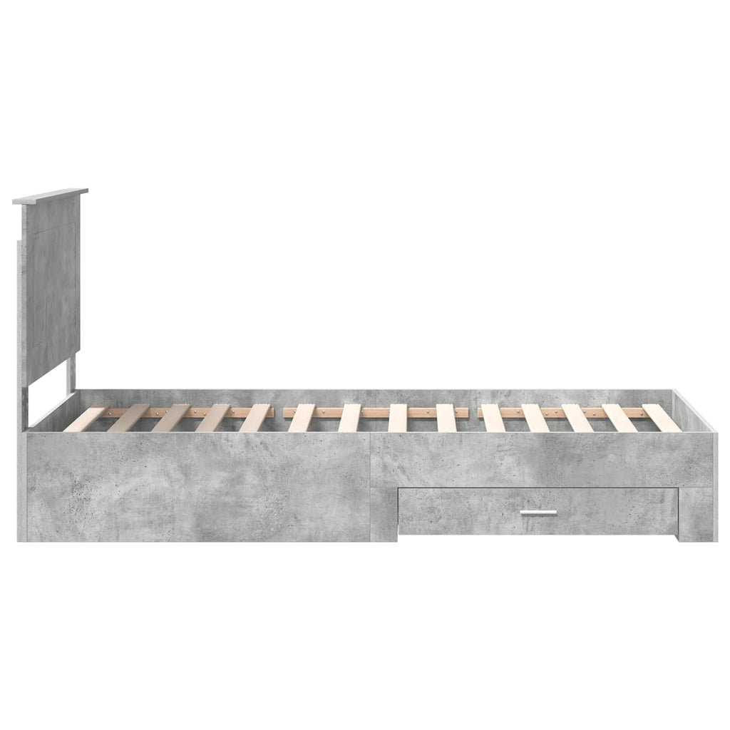 Estructura de cama con cabecera Gris Concreto 100 x 200 cm