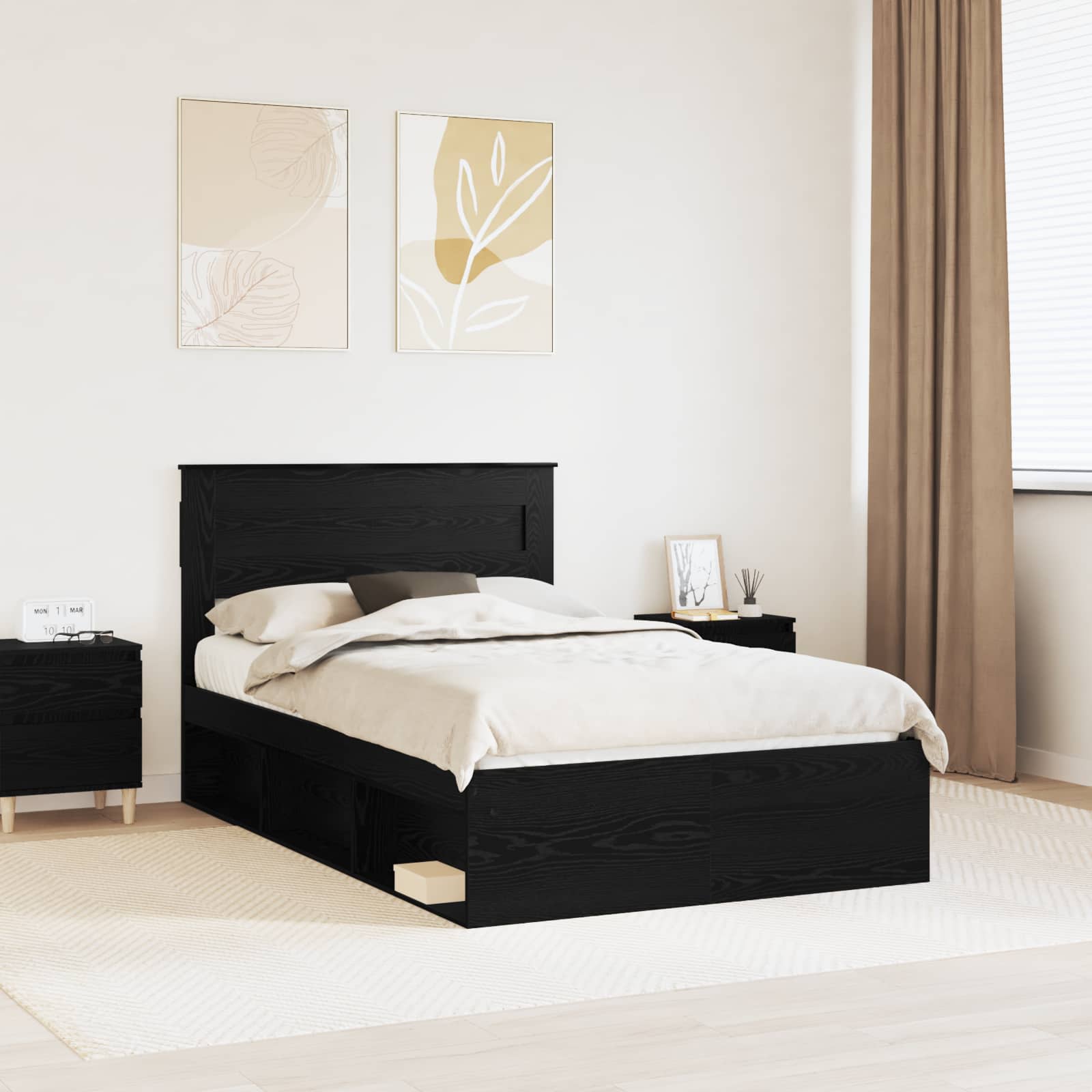 Estrutura de cama 100 x 200 cm Madeira de pinho maciço