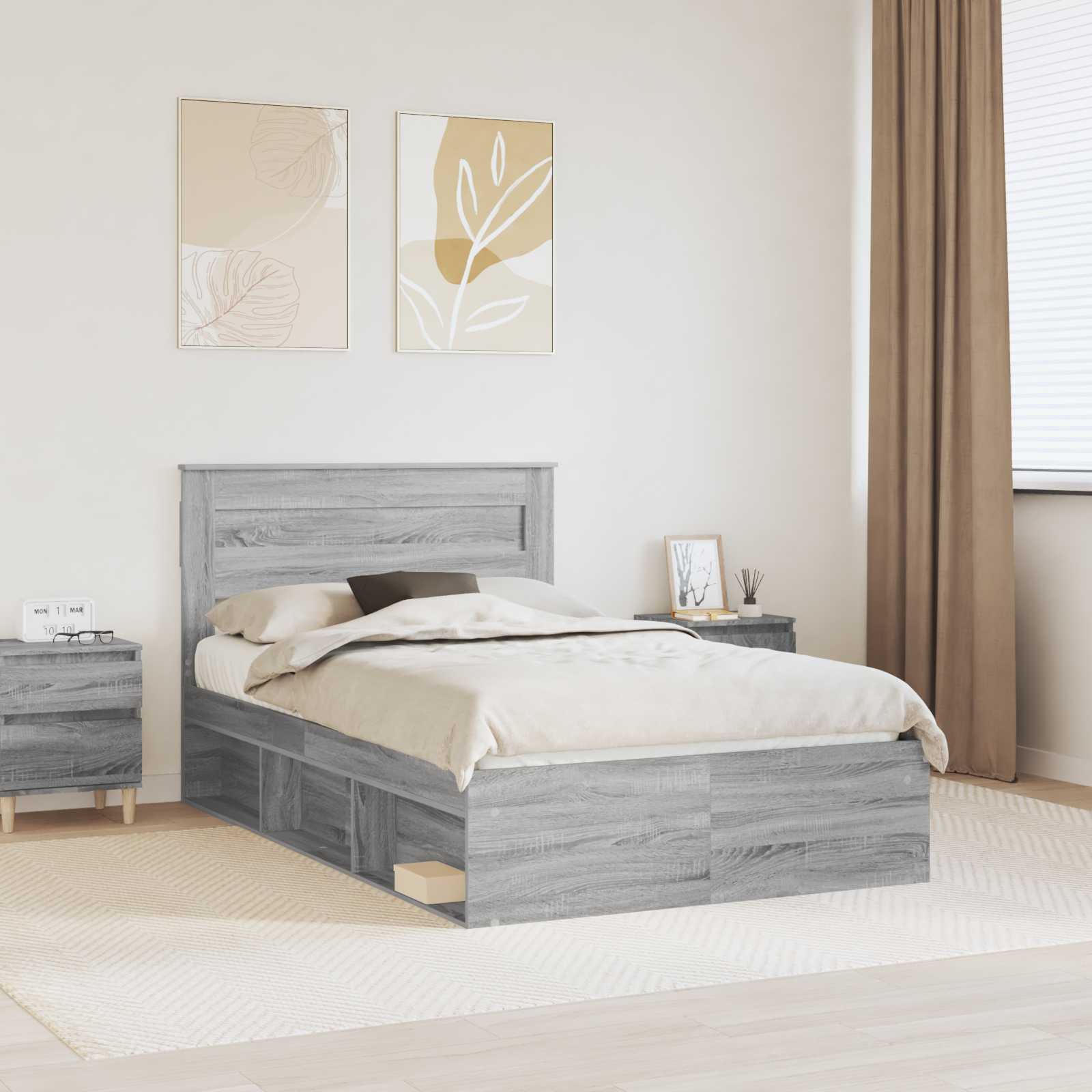 Estrutura de cama 100 x 200 cm Madeira de pinho maciço