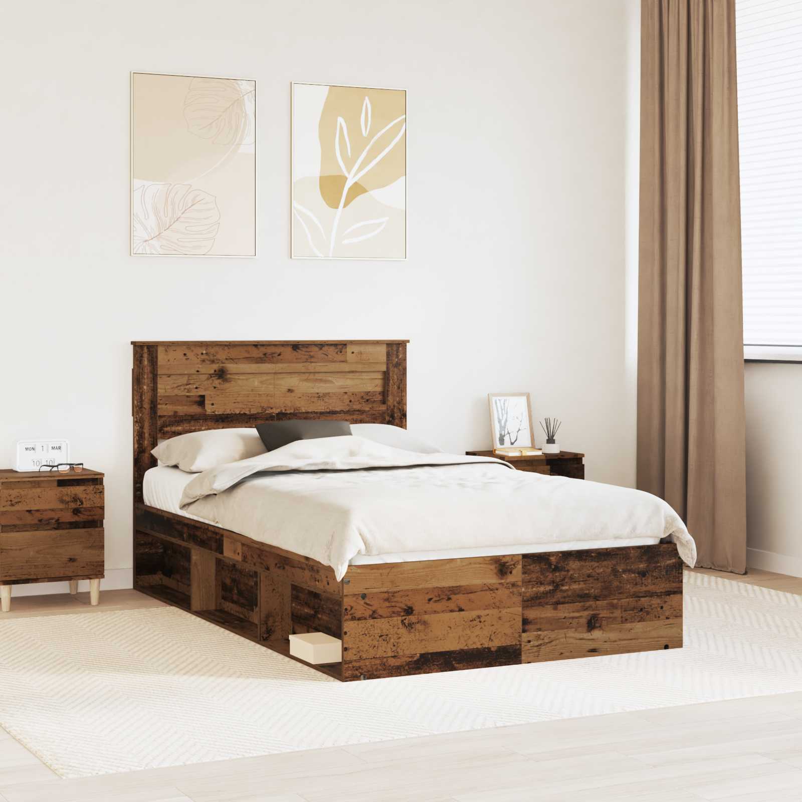 Estrutura de cama 100 x 200 cm Madeira de pinho maciço