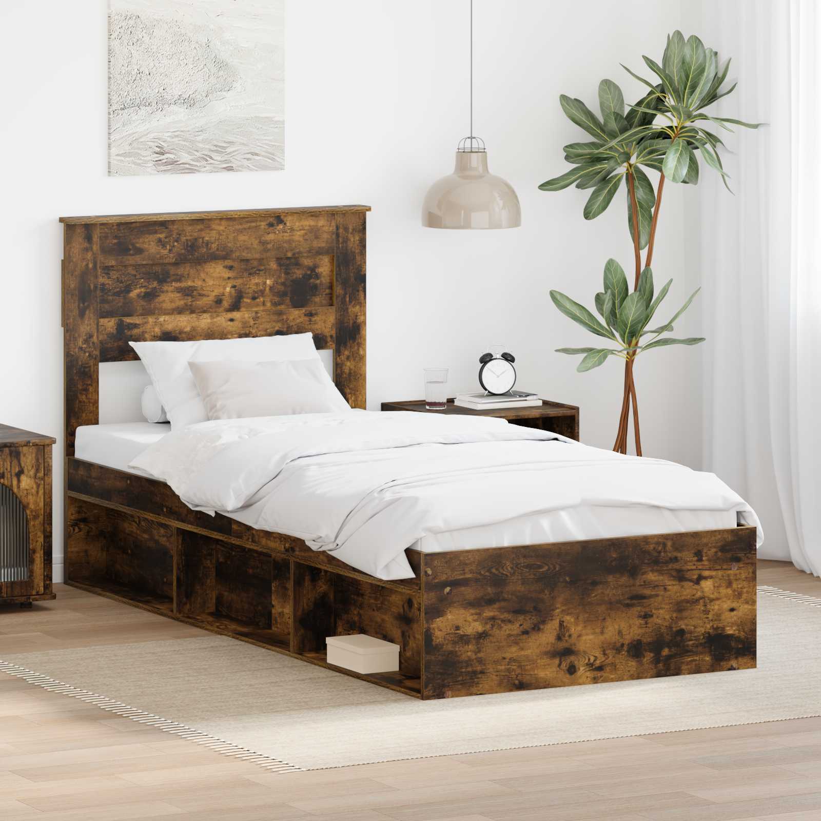 Estrutura de cama 100 x 200 cm Madeira de pinho maciço