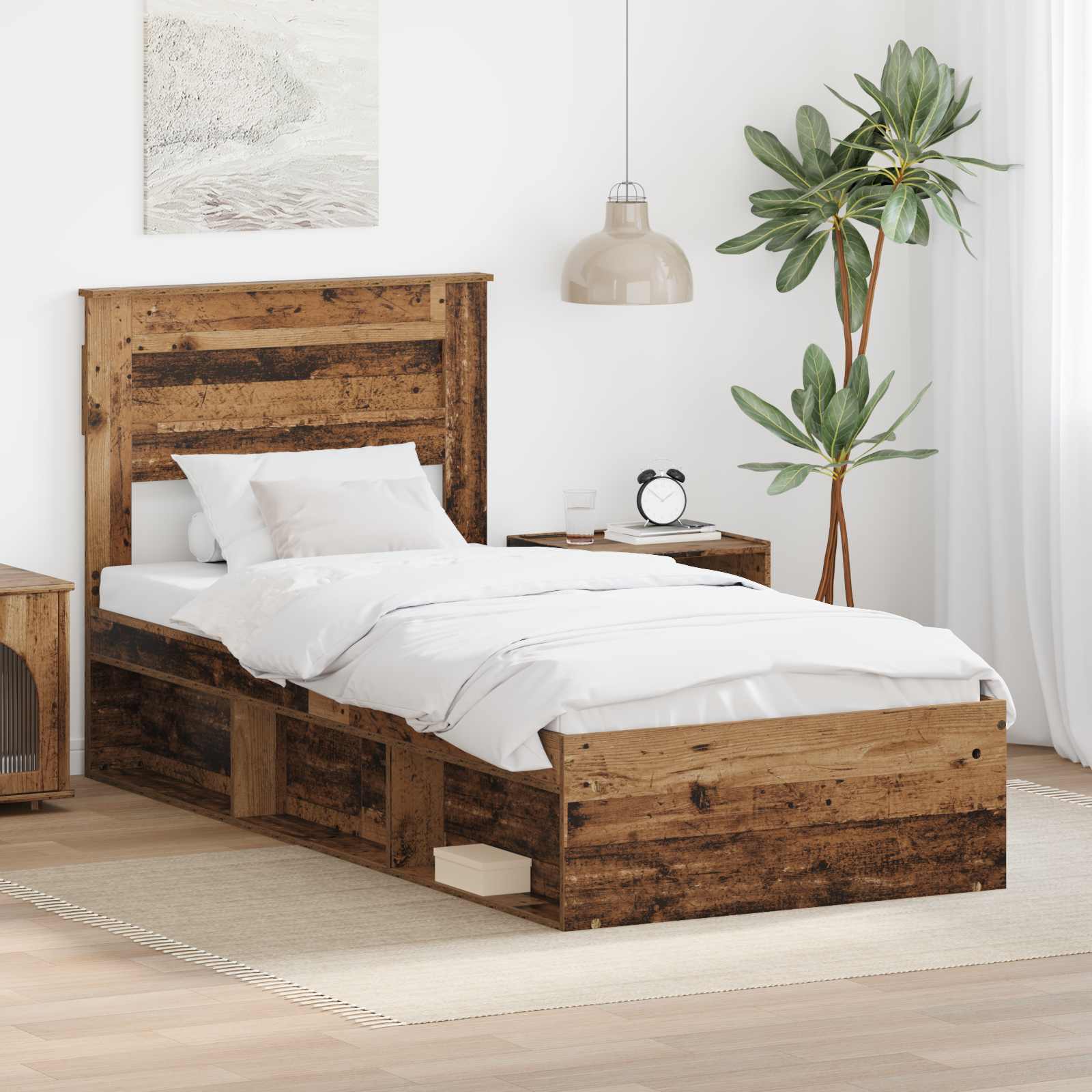 Estrutura de cama 100 x 200 cm Madeira de pinho maciço
