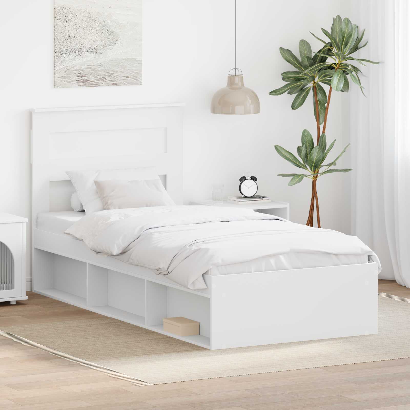 Estrutura de cama 100 x 200 cm Madeira de pinho maciço