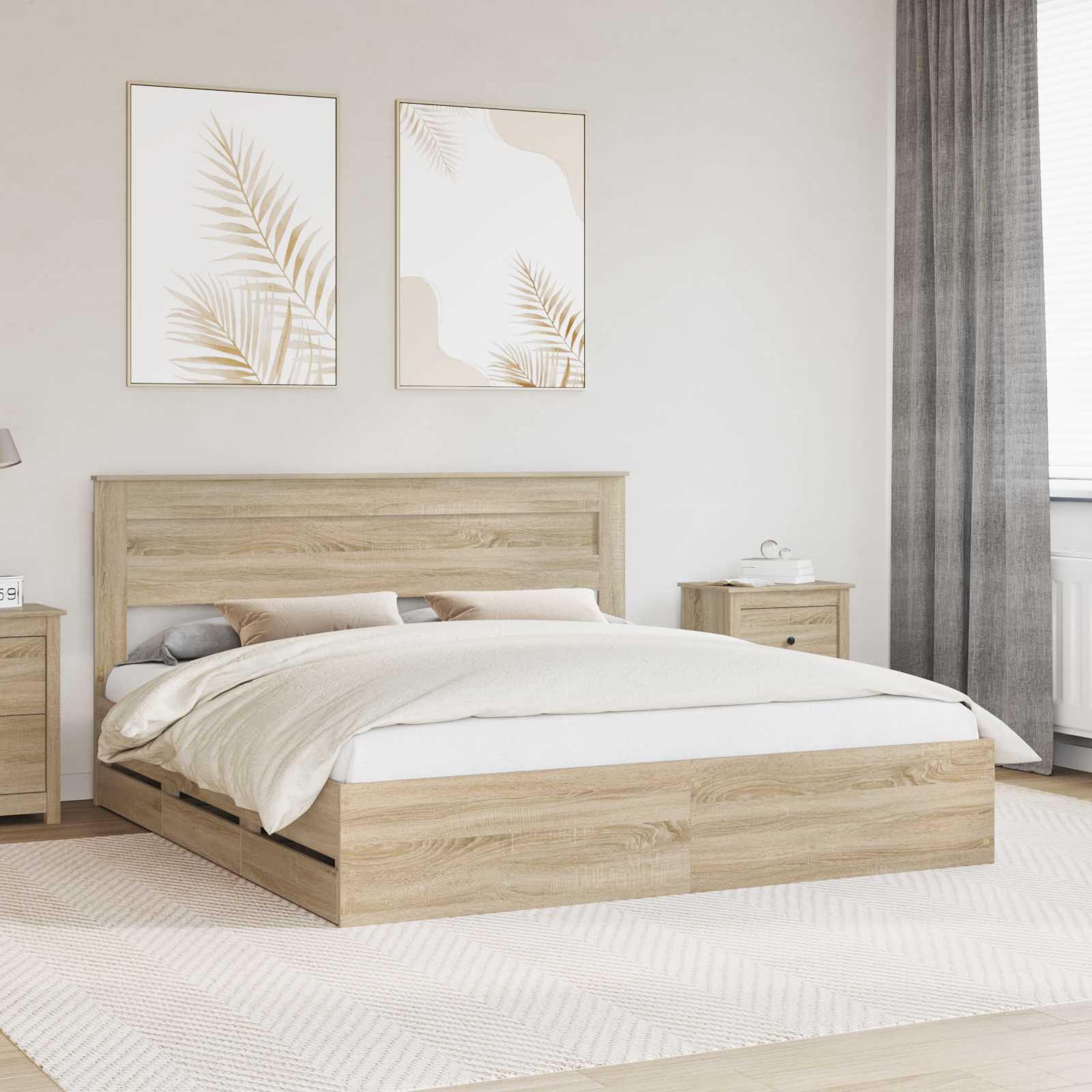 Estrutura de Cama com Gaveta 100 x 200 cm Madeira Composta