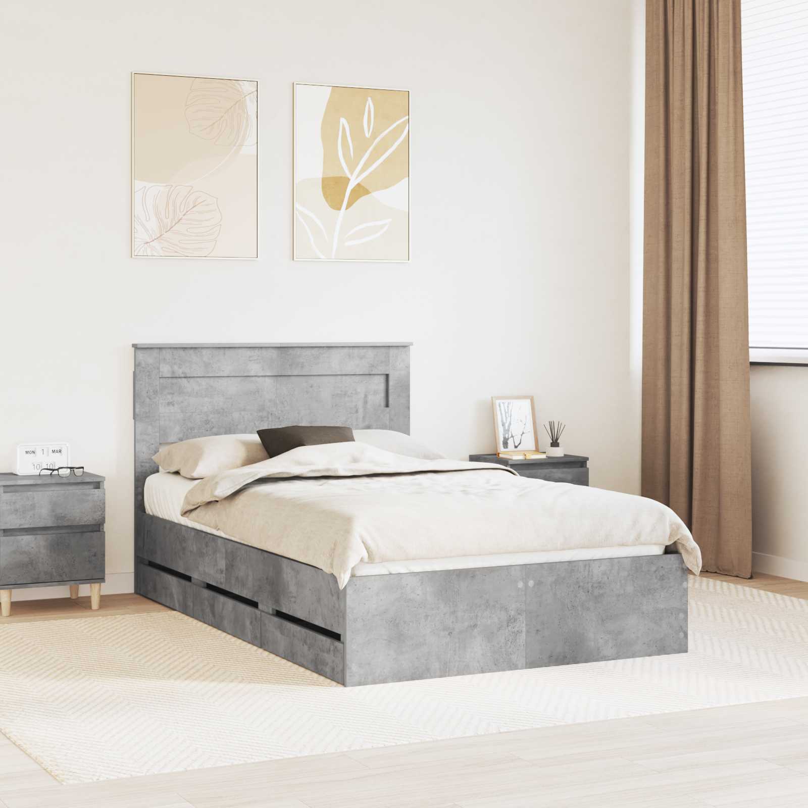Estrutura de Cama com Gaveta 100 x 200 cm Madeira Composta