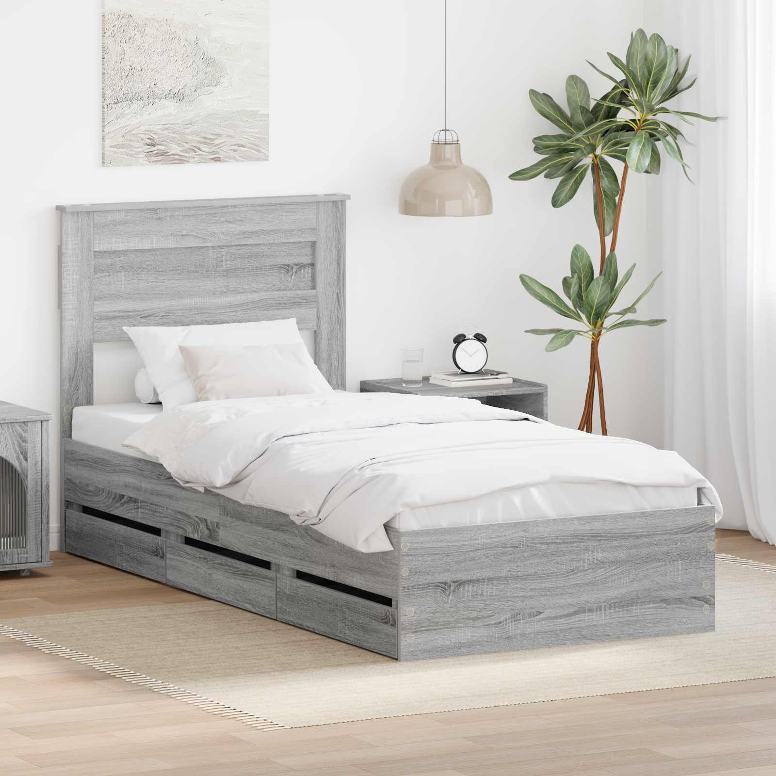 Estrutura de Cama com Gaveta 100 x 200 cm Madeira Composta
