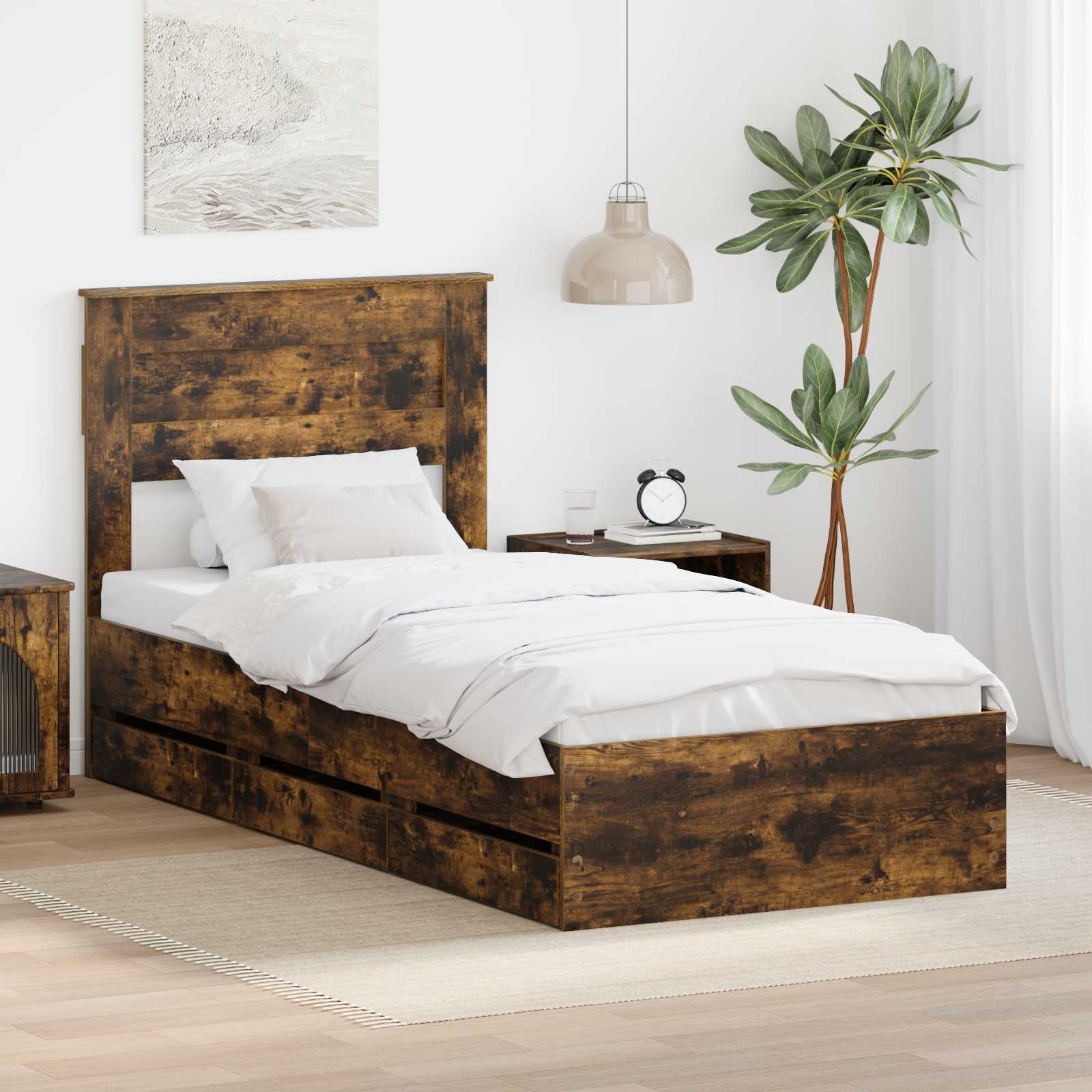 Estrutura de Cama com Gaveta 100 x 200 cm Madeira Composta
