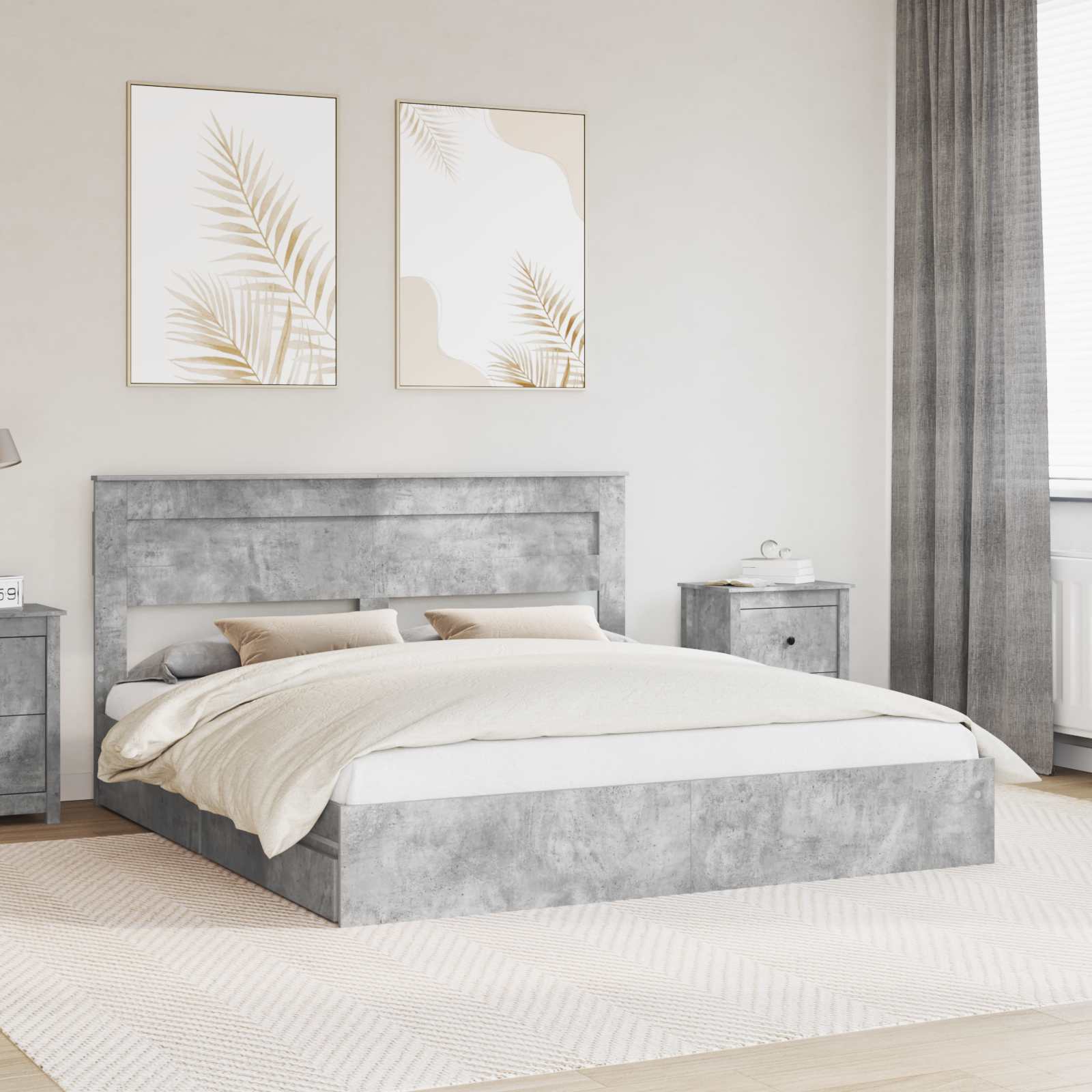 Cama con almacenamiento 140 x 190 cm Madera de ingeniería