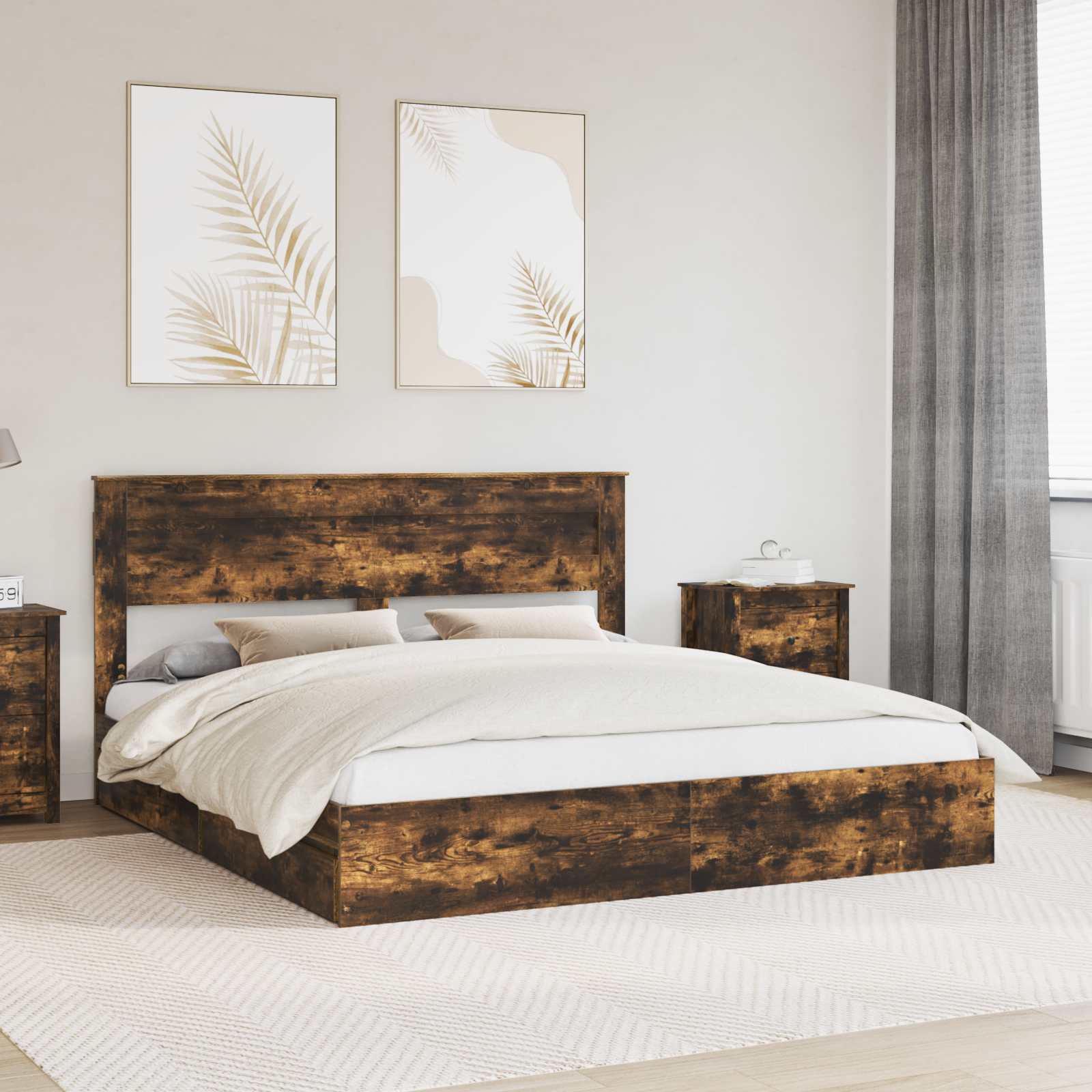 Cama con almacenamiento 140 x 190 cm Madera de ingeniería
