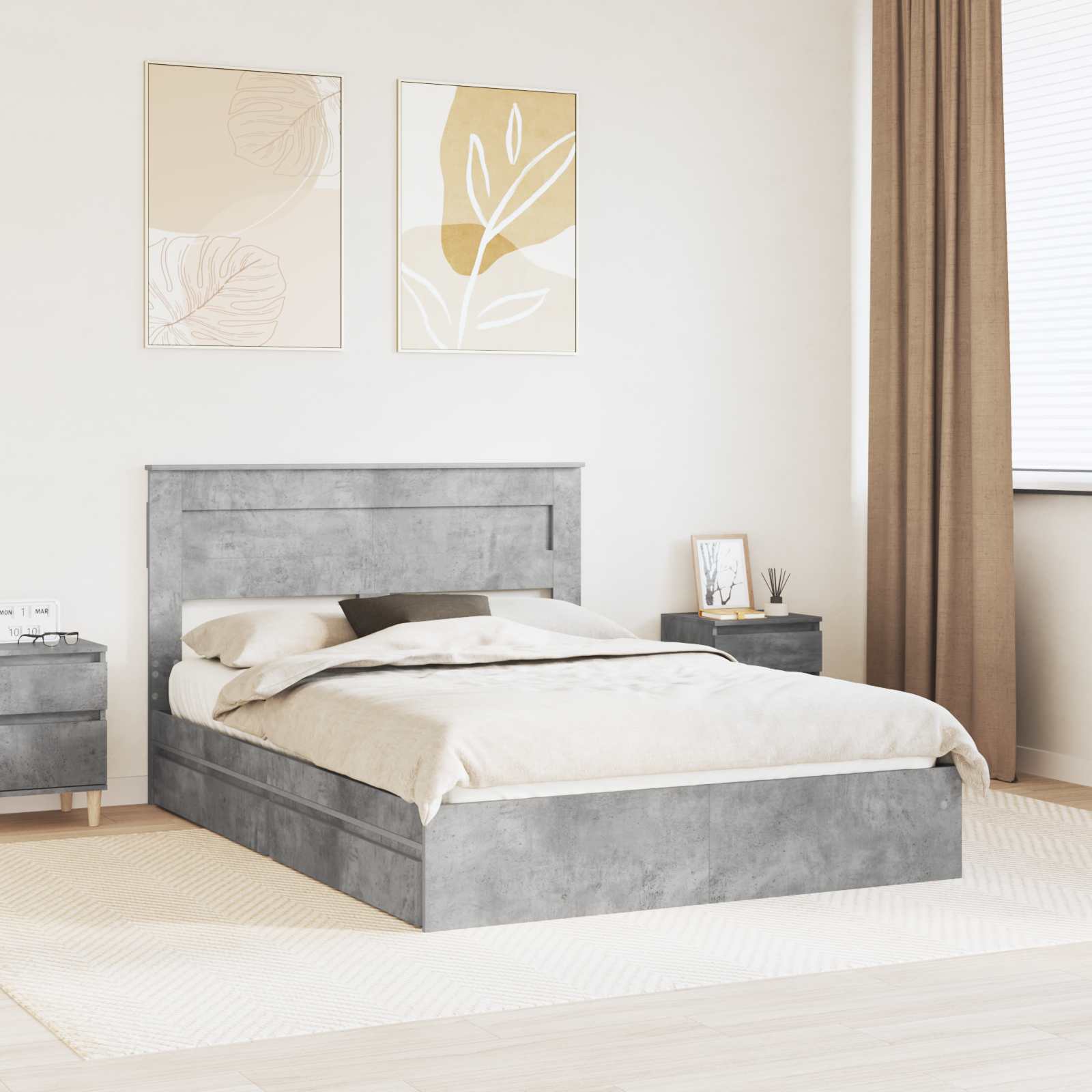Cama con almacenamiento 140 x 190 cm Madera de ingeniería