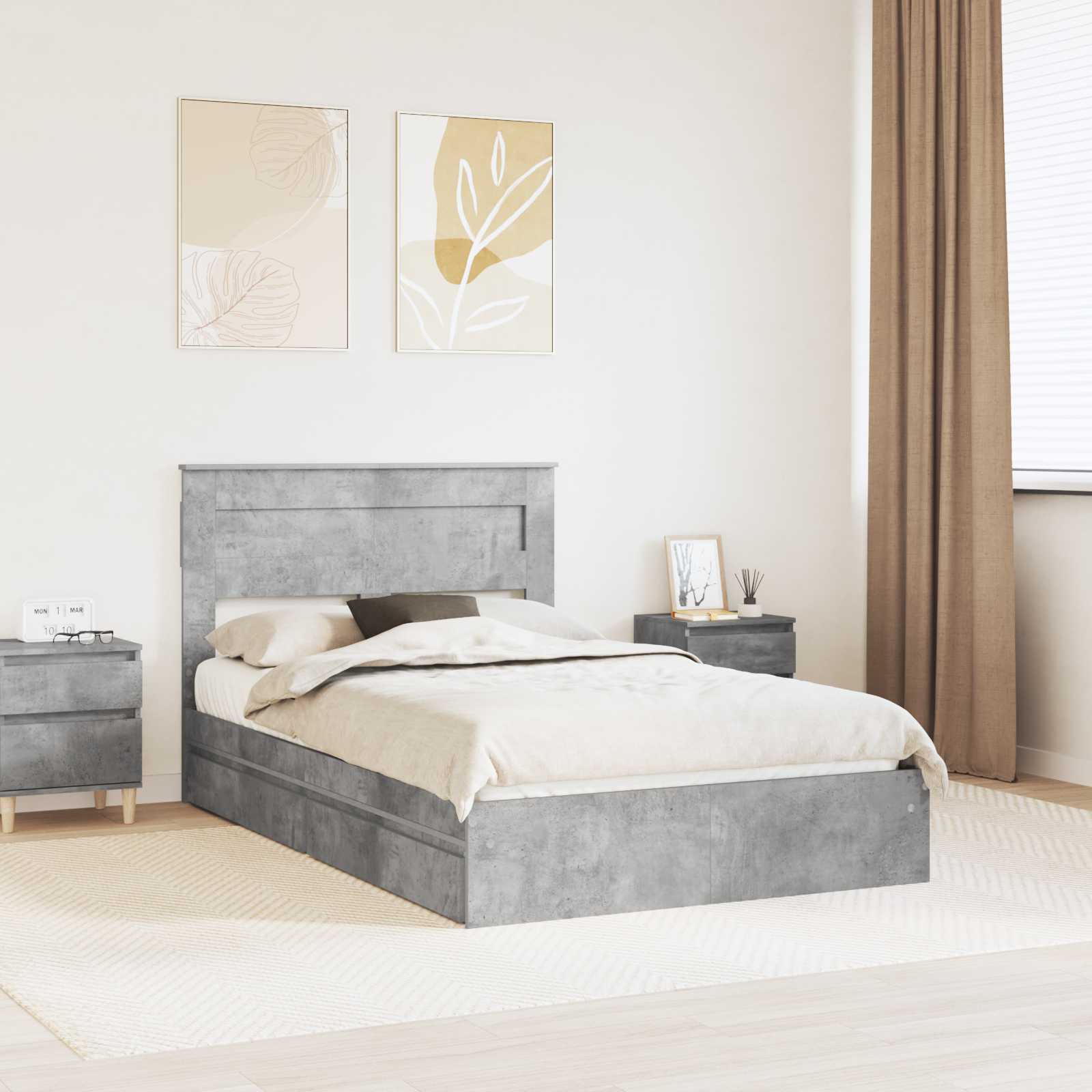 Cama con almacenamiento 140 x 190 cm Madera de ingeniería
