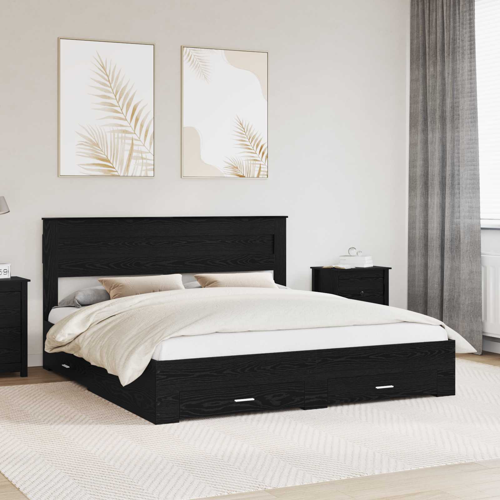 Estrutura de Cama com Cabeceira Cinzento Betão 100 x 200 cm