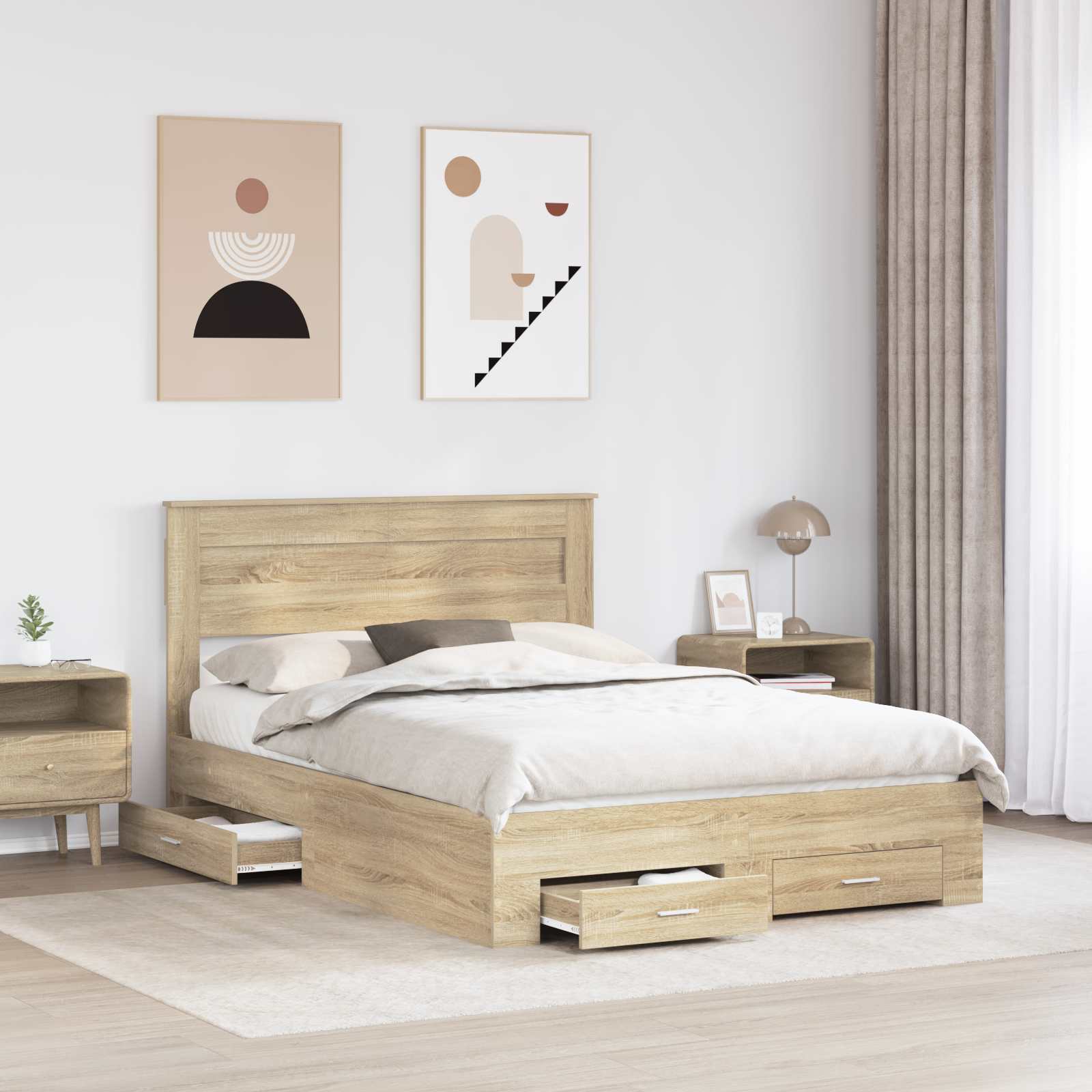 Estructura de cama con cajón Roble Sonoma 150 x 200 cm