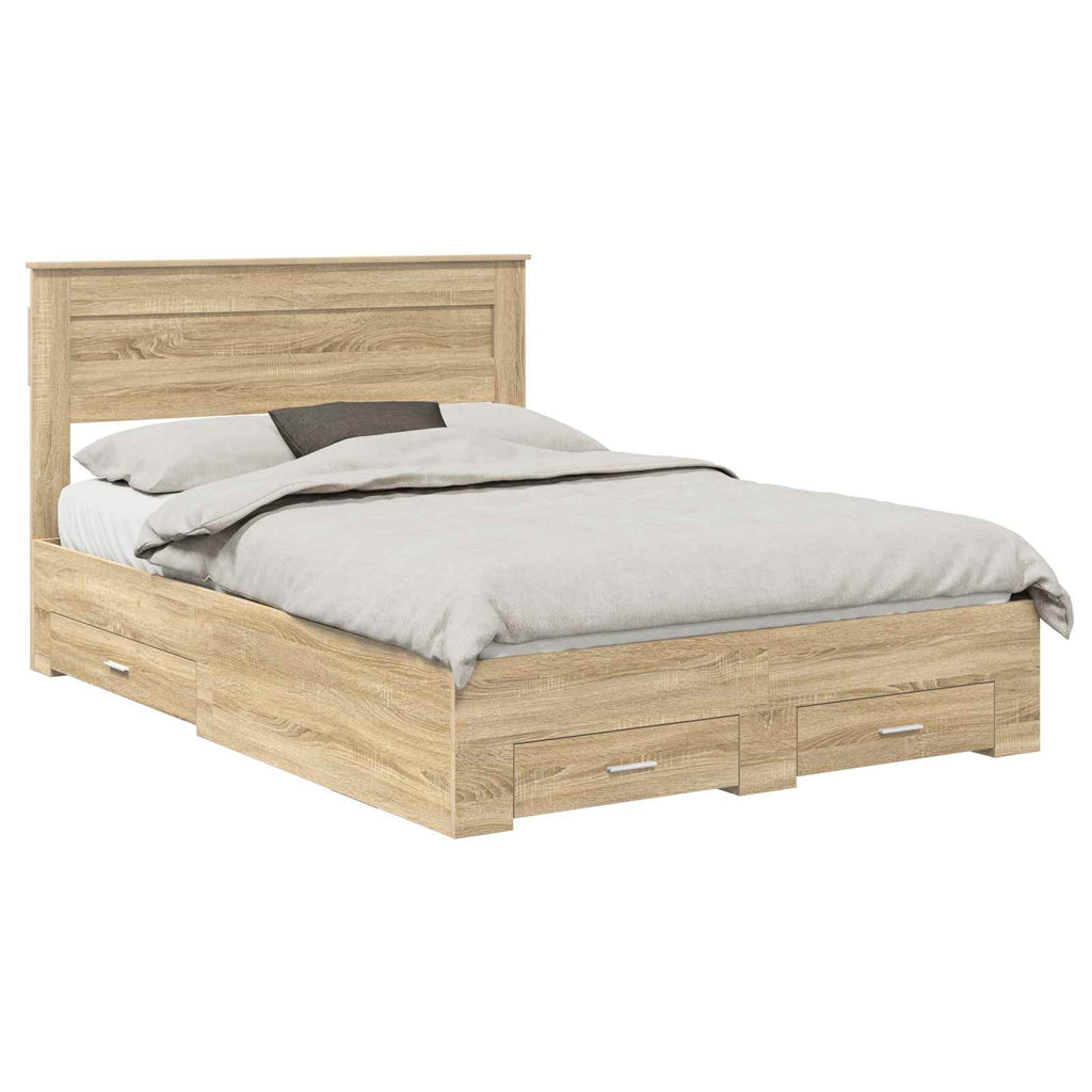 Estructura de cama con cajón Roble Sonoma 150 x 200 cm