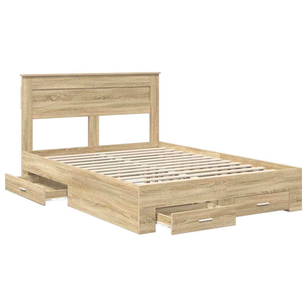Estructura de cama con cajón Roble Sonoma 150 x 200 cm