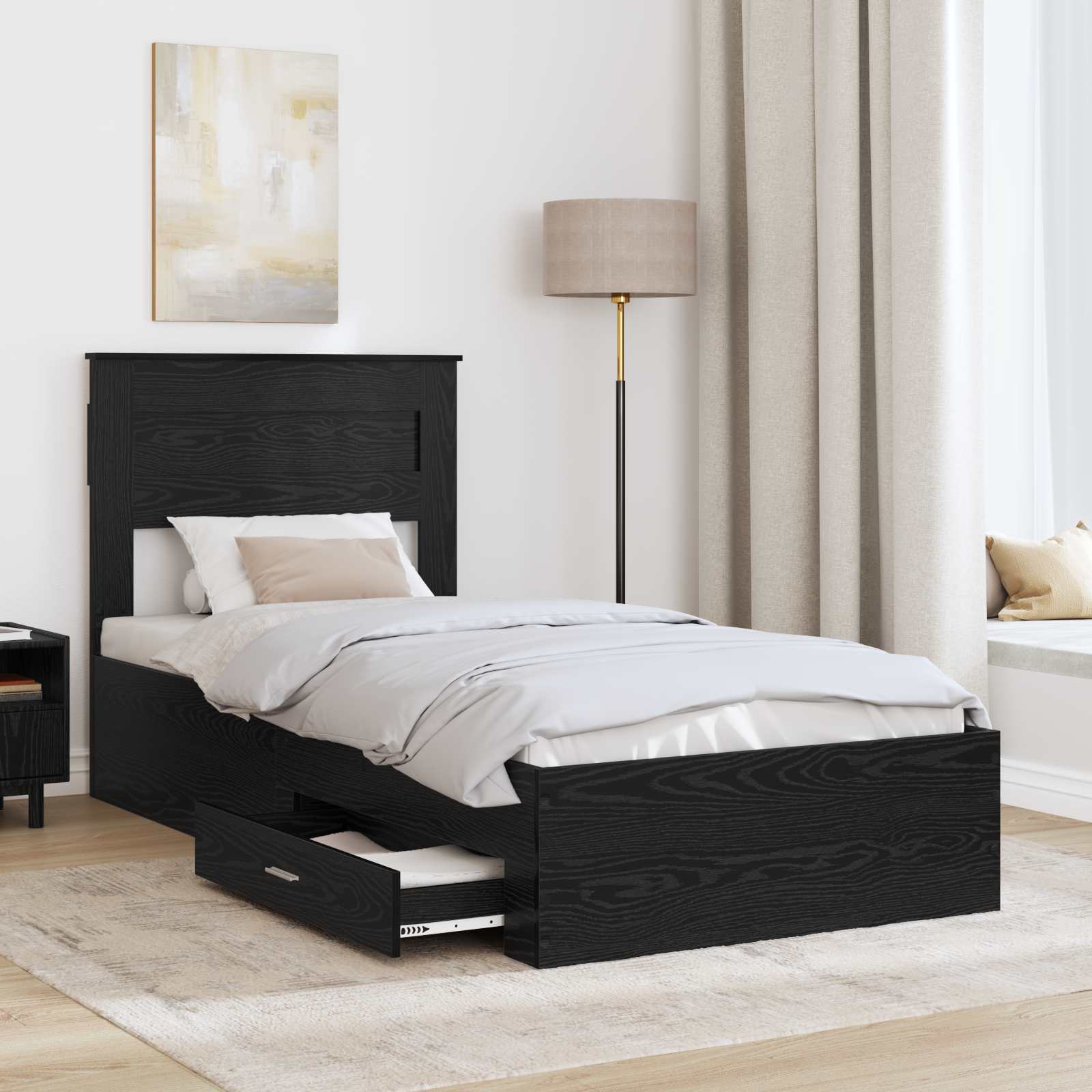 Estructura de cama Roble Negro 90 x 190 cm Madera de ingeniería