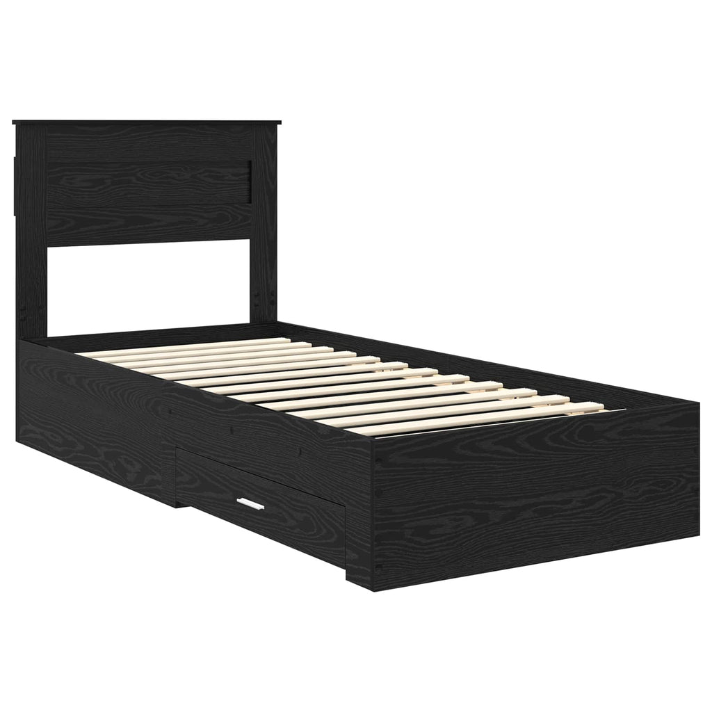 Estructura de cama Roble Negro 90 x 190 cm Madera de ingeniería