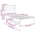 Estructura de cama Roble Negro 90 x 190 cm Madera de ingeniería