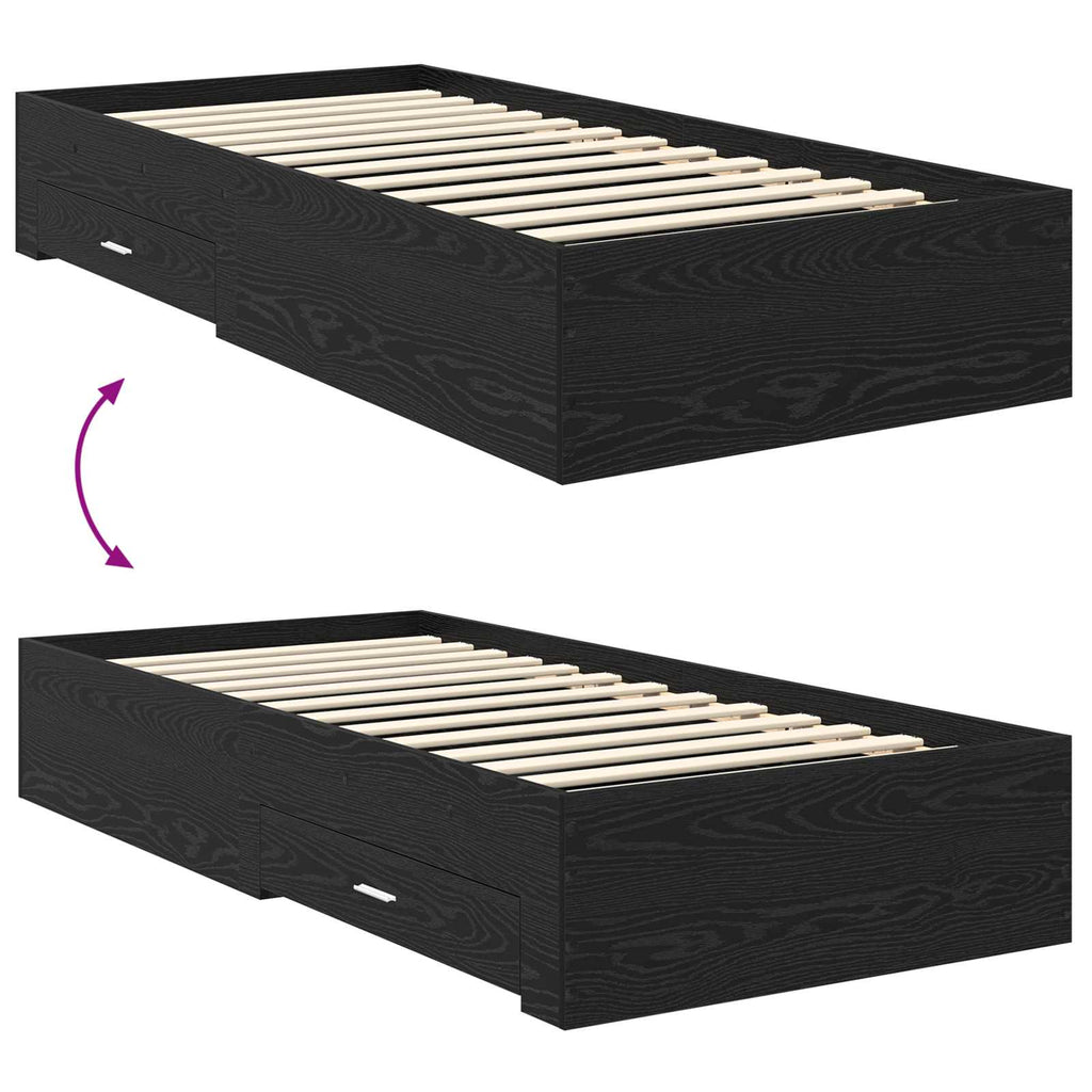 Estructura de cama Roble Negro 90 x 200 cm Madera de ingeniería