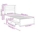 Estructura de cama Roble Negro 90 x 200 cm Madera de ingeniería