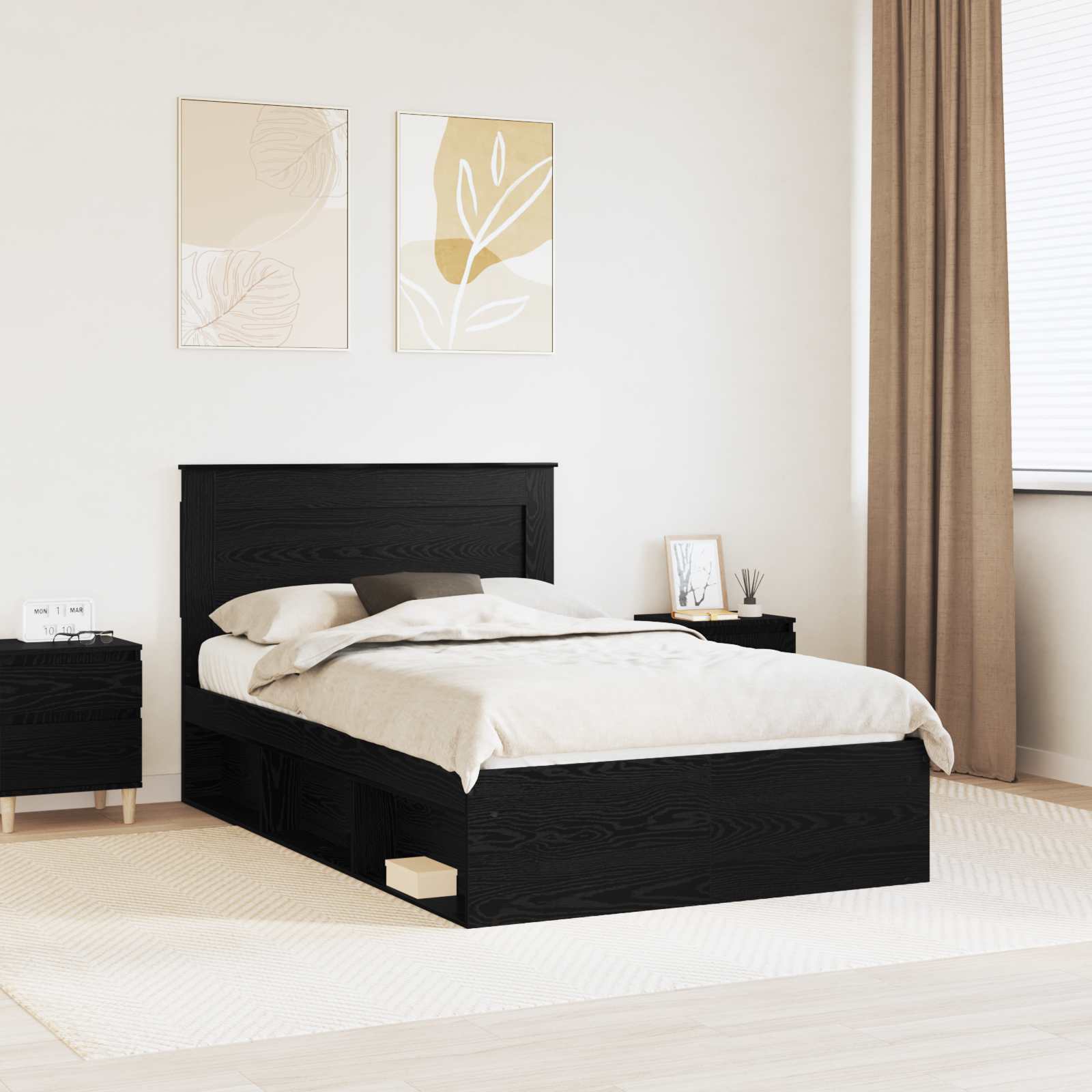 Estrutura de cama 100 x 200 cm Madeira de pinho maciço