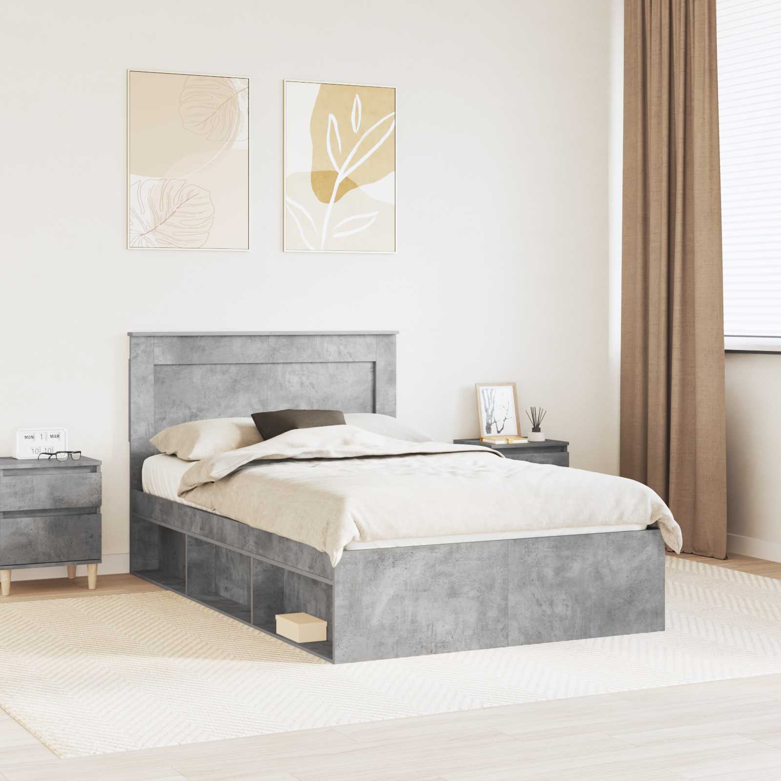 Estrutura de cama 100 x 200 cm Madeira de pinho maciço