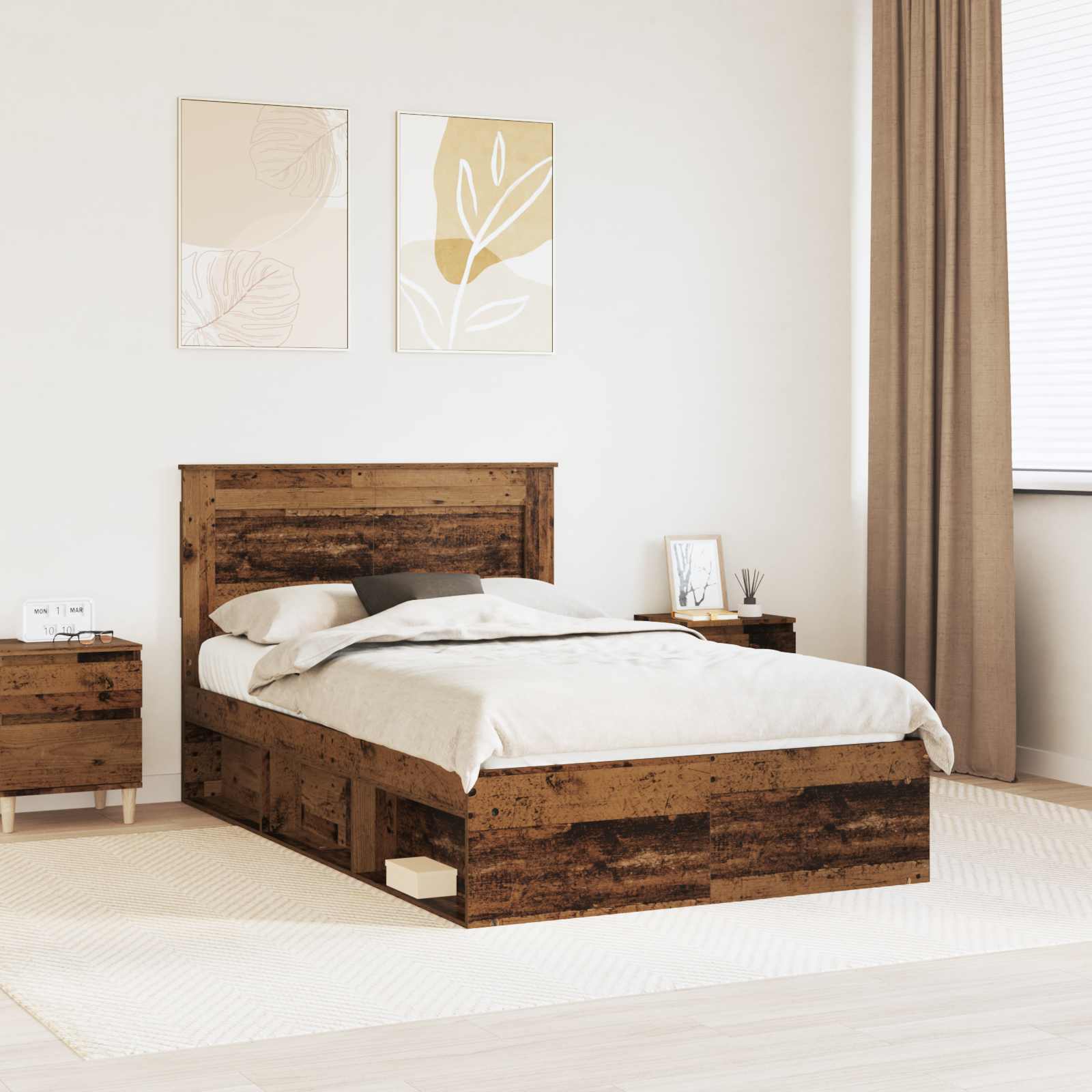 Estrutura de cama 100 x 200 cm Madeira de pinho maciço