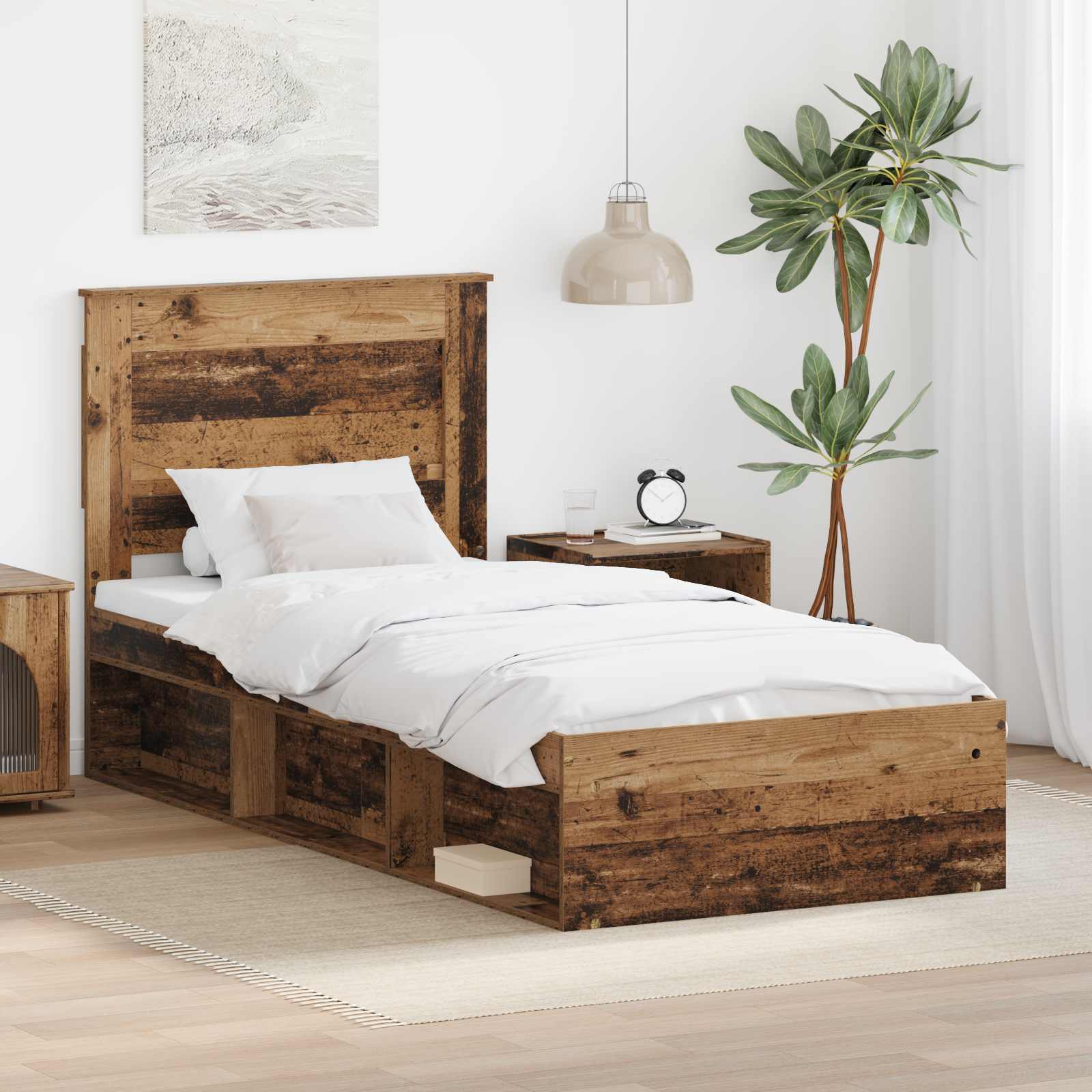 Estrutura de cama 100 x 200 cm Madeira de pinho maciço